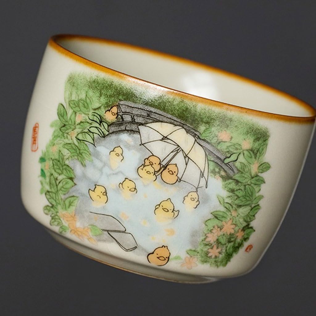 GSOUL Kungfu Tea cup Handmade Teacup Master Cup Ceramic Household Hand-painted Tea Set Kung Fu Drinking Small Tea Cups
