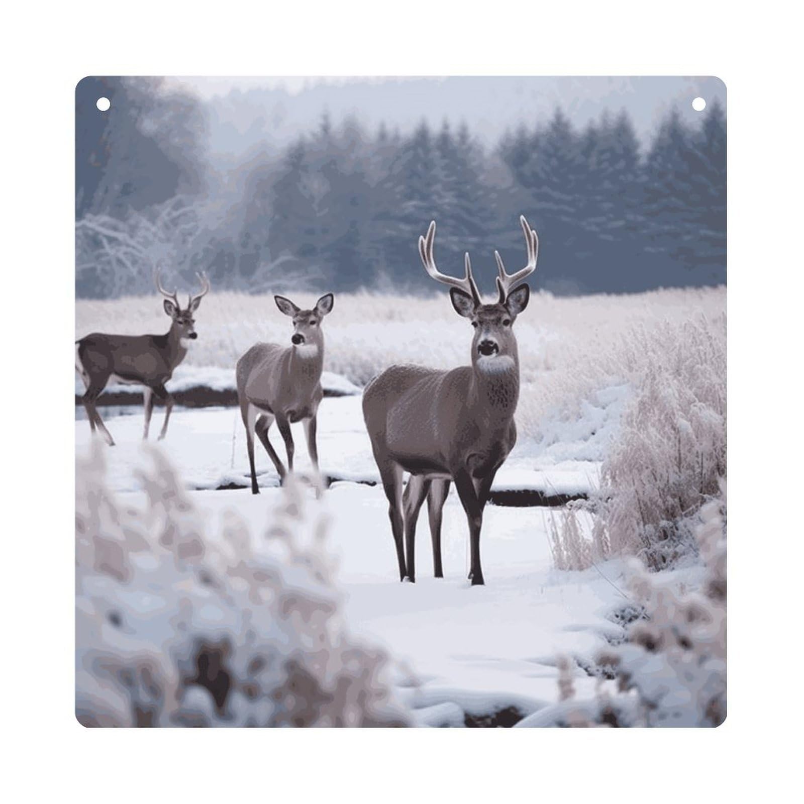 Deer on Frozen Wilderness Hanging Ornament Wall Decor Pendant