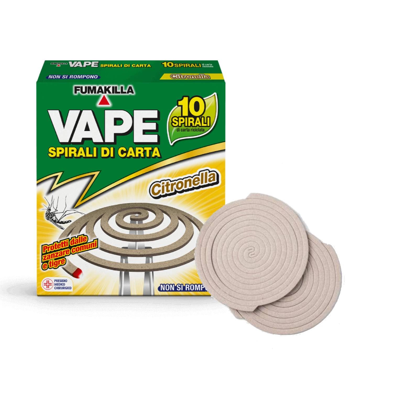 Vape Spirali Antizanzare in Carta alla Citronella Per Esterni, Resistenti E Facili Da Usare, Non Si Rompono, Lunga Durata 10 Pz (Unità)