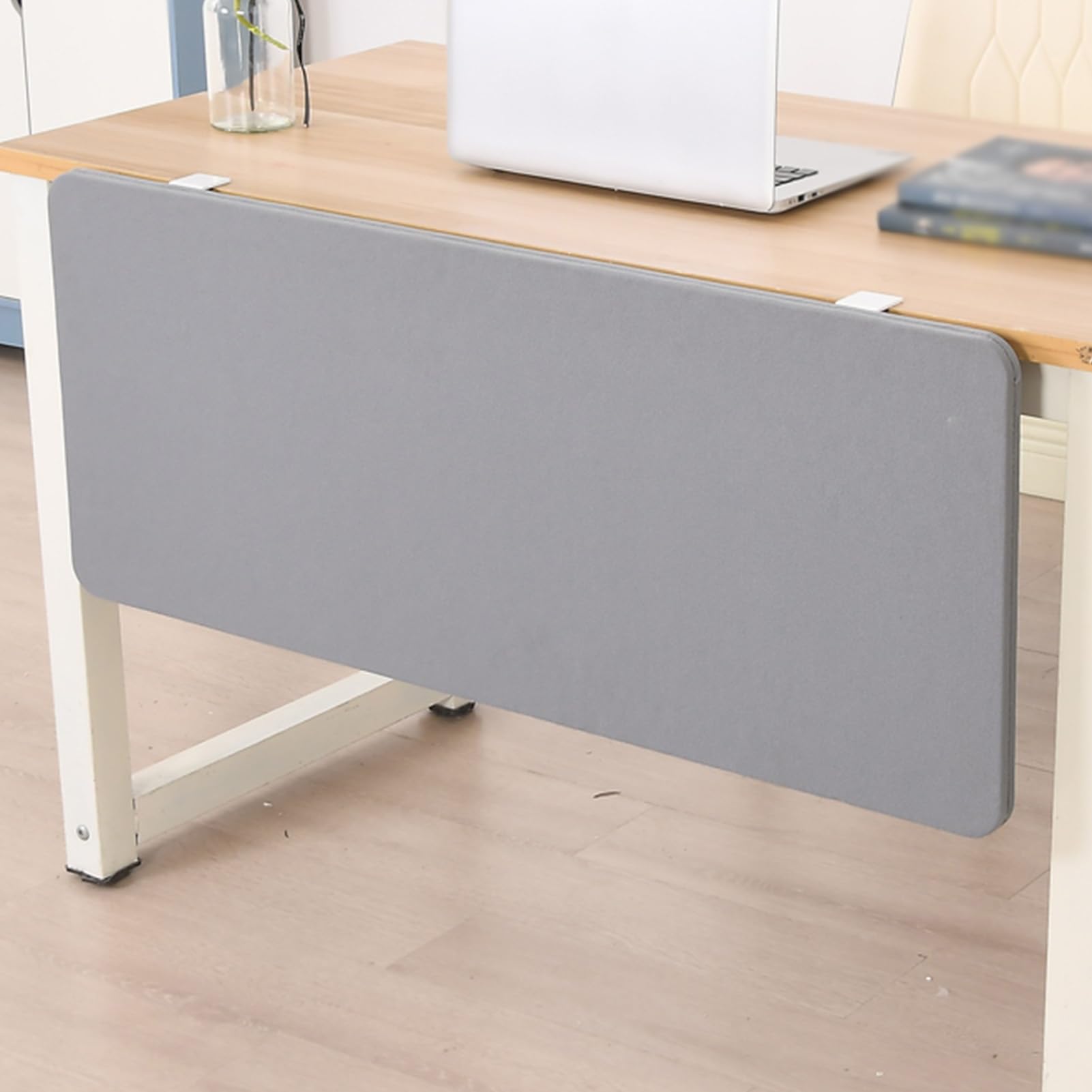 Pannelli fonoassorbenti per scrivania in Pet, Set da 5 Pezzi (Grigio Scuro 120 x 40 cm) per cubicoli e spazi di Lavoro, Perfetti per Reception e scrivanie per Studenti