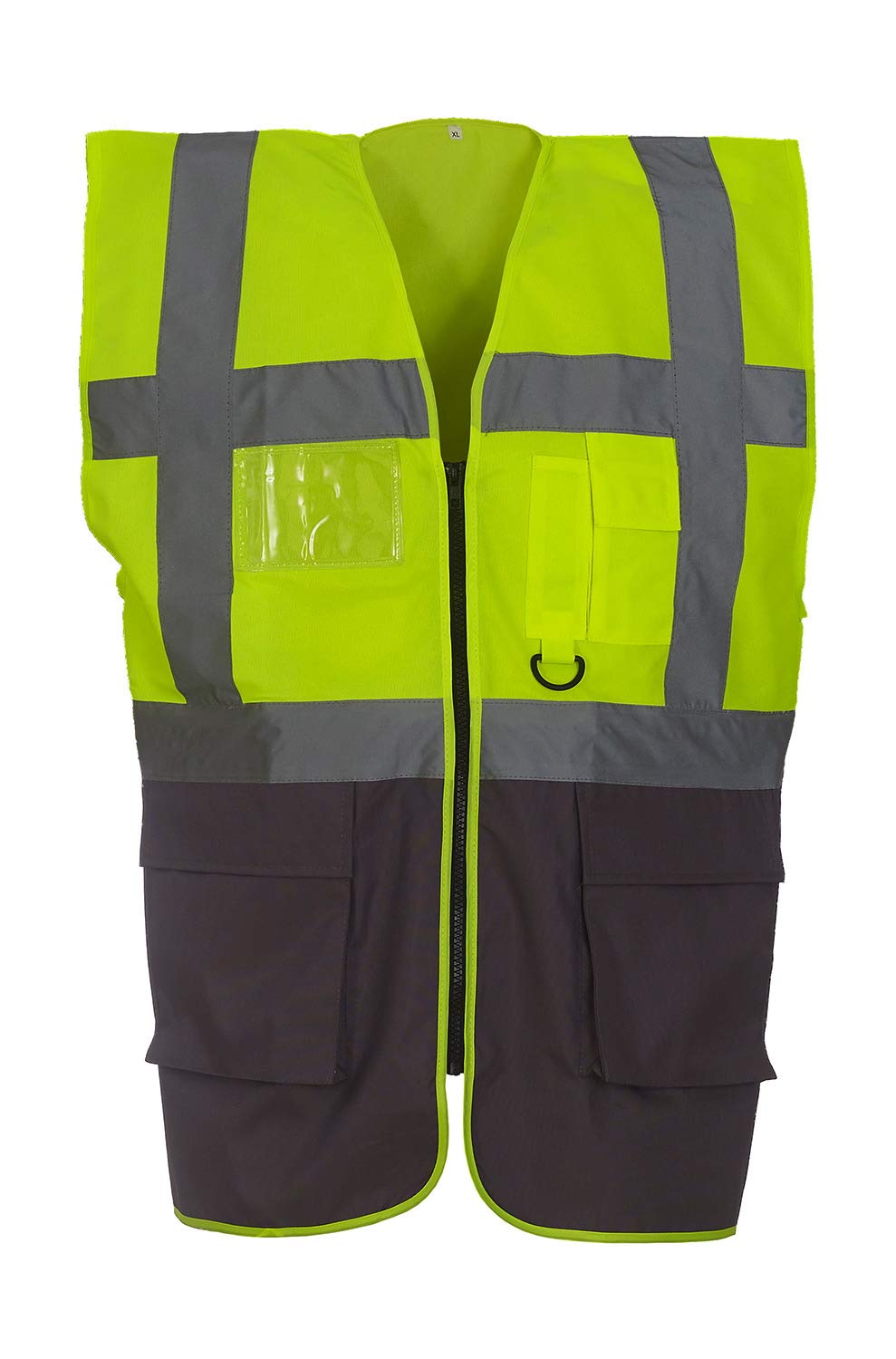 Yoko Men's Yk002/Hvw801 Multi-Functional Executive Hi-Vis Waistcoat - Yellow/Grey, 3X-Large