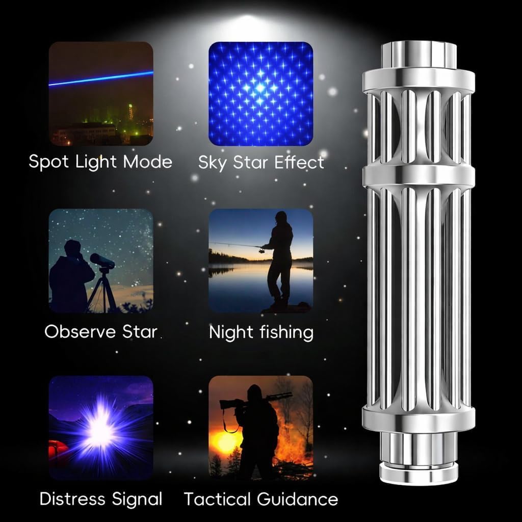 Linterna recargable, 5 tapas, gafas, USB – Senderismo, Camping, Observación de estrellas