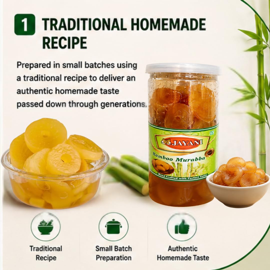 Jayani Homemade Bamboo Murabba with Natural Honey Helps Increasing Height Growth |Rich in nutrients| Boost Digestive Health|Bans Ka Murabba 800 gm Pack | Bamboo Shoots Murabba Good for Health 1