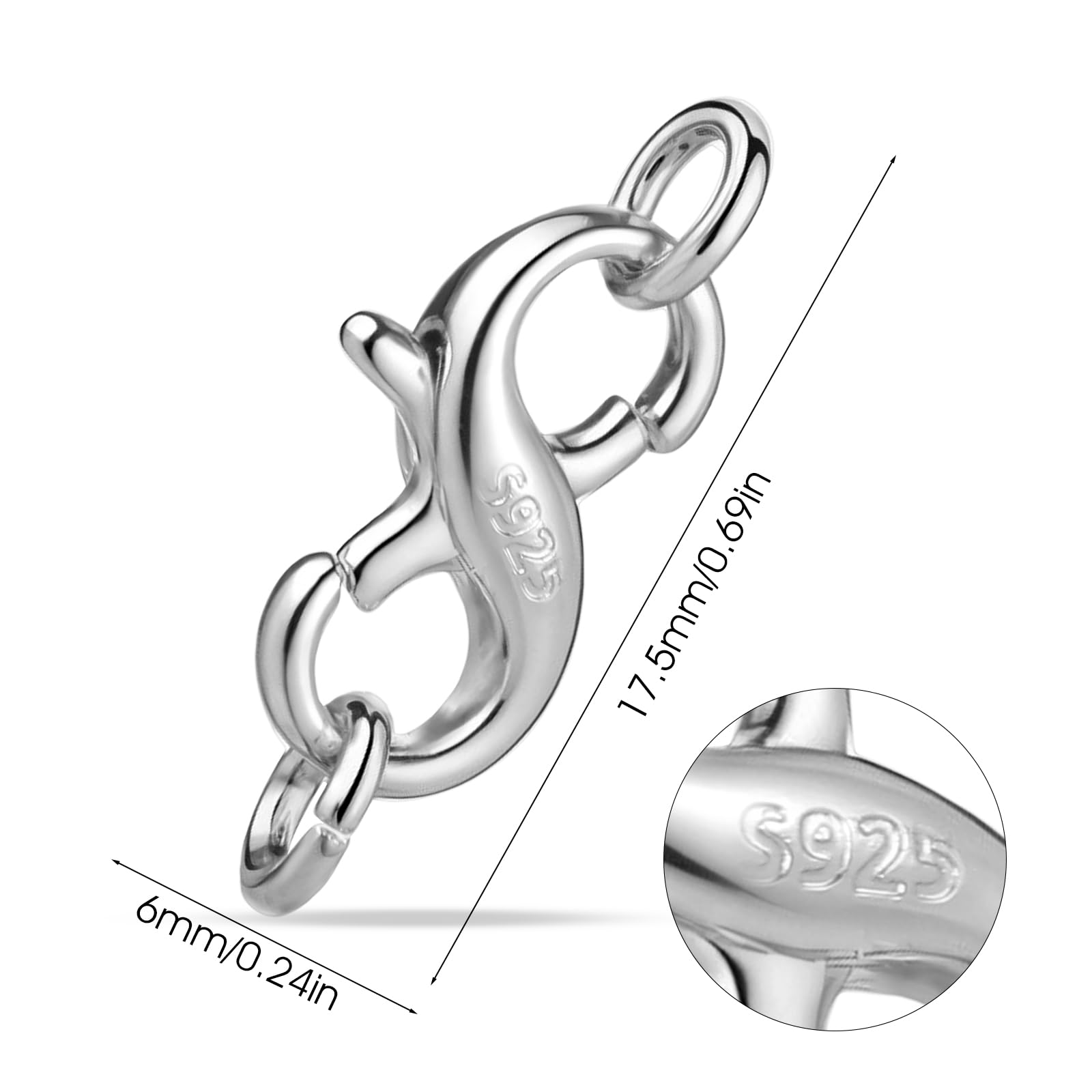 リラクゼーショングッズ Silver 925 Amazon.com: 925 Sterling Silver Clasp Double Opening Lobster Claw