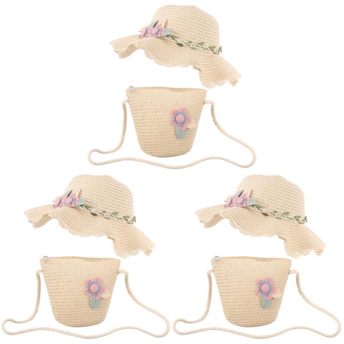 Cappello da Spiaggia per Ragazze Cappello da Sole Borsa di Paglia per Cappelli da Bambina Cappello da Spiaggia per Cuffia da Spiaggia Cannuccia