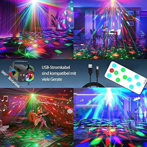 Party Lights,Disco Lights+Disco Ball 2 in 1 Disco Ball Lights Sound Activated Stage Lights with Remotrol Control DJ Disco Lights for Kids Club Brithday KTV Festival Home Party Decorations Gifts