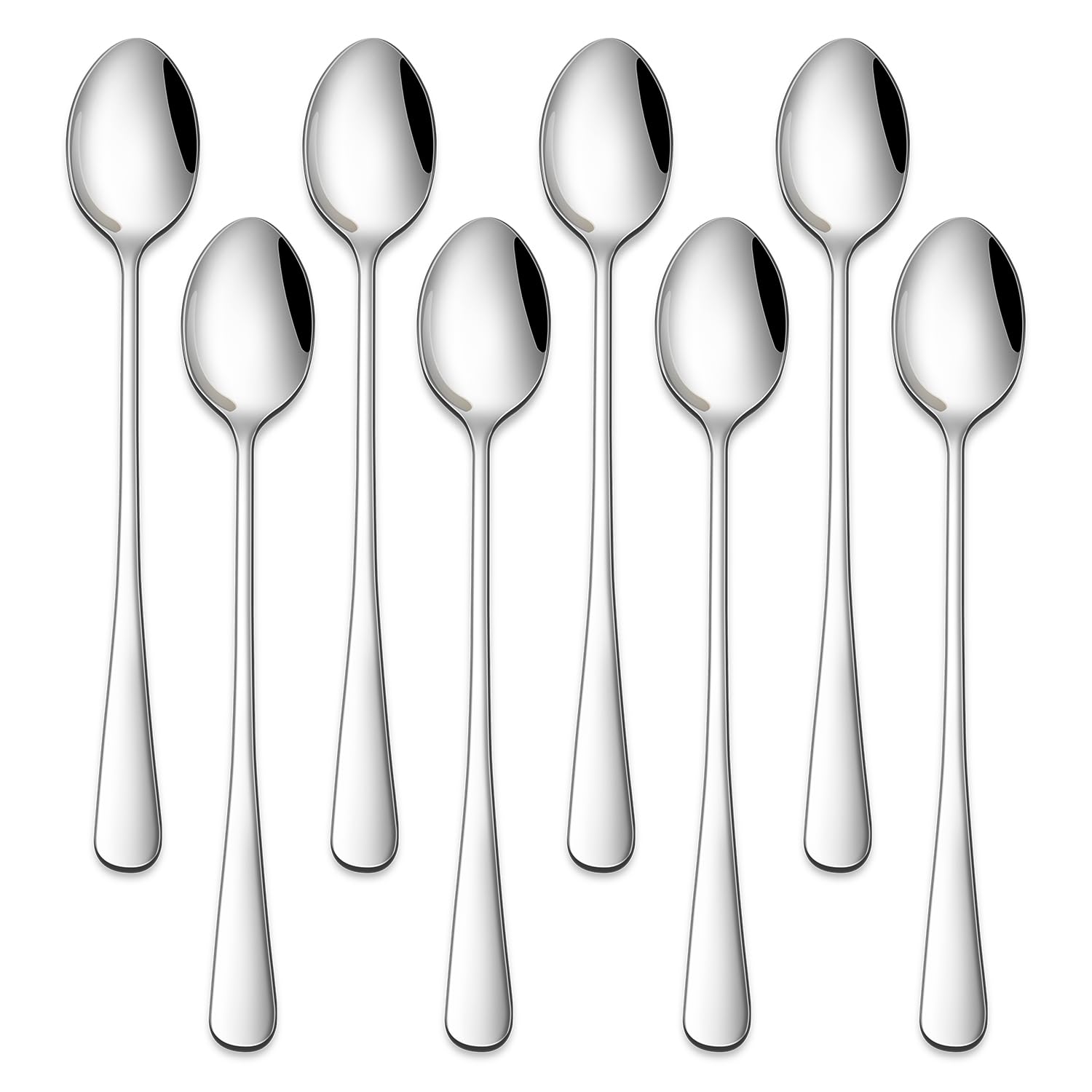 DEHOV 7.5 Inches Stainless Steel Latte Spoons,Set of 8 Long Stirring Spoons for Coffee,Cocktail,Ice Cream,Long Handle Iced Teaspoons for Bar