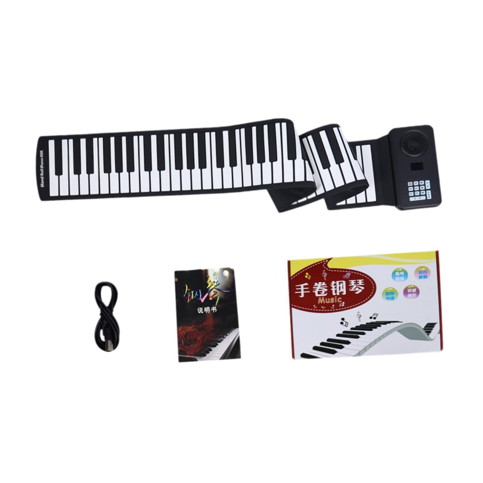 Tastiera per pianoforte a 88 tasti, arrotolabile, facile da trasportare, strumento elettrico digitale, mini tastiera per principianti, lezioni di musica, per pianoforte a mano, arrotolabile,