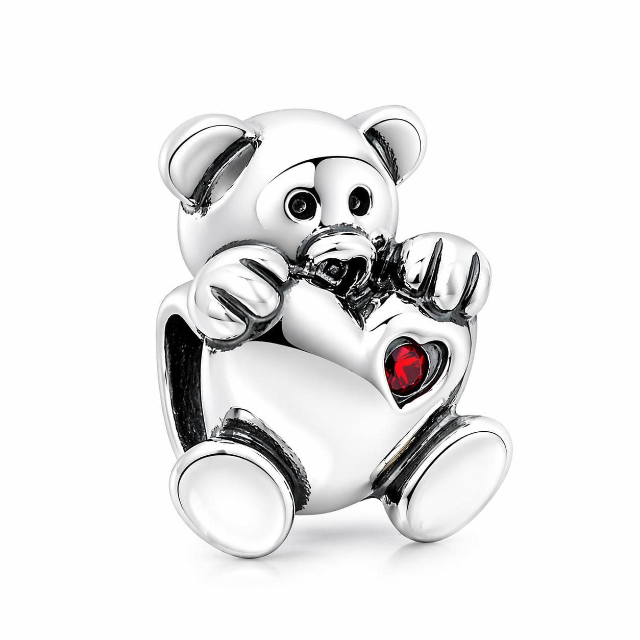 Jewellbox Braccialetto da bambina in argento Sterling con ciondolo a forma di orsetto con cuore.