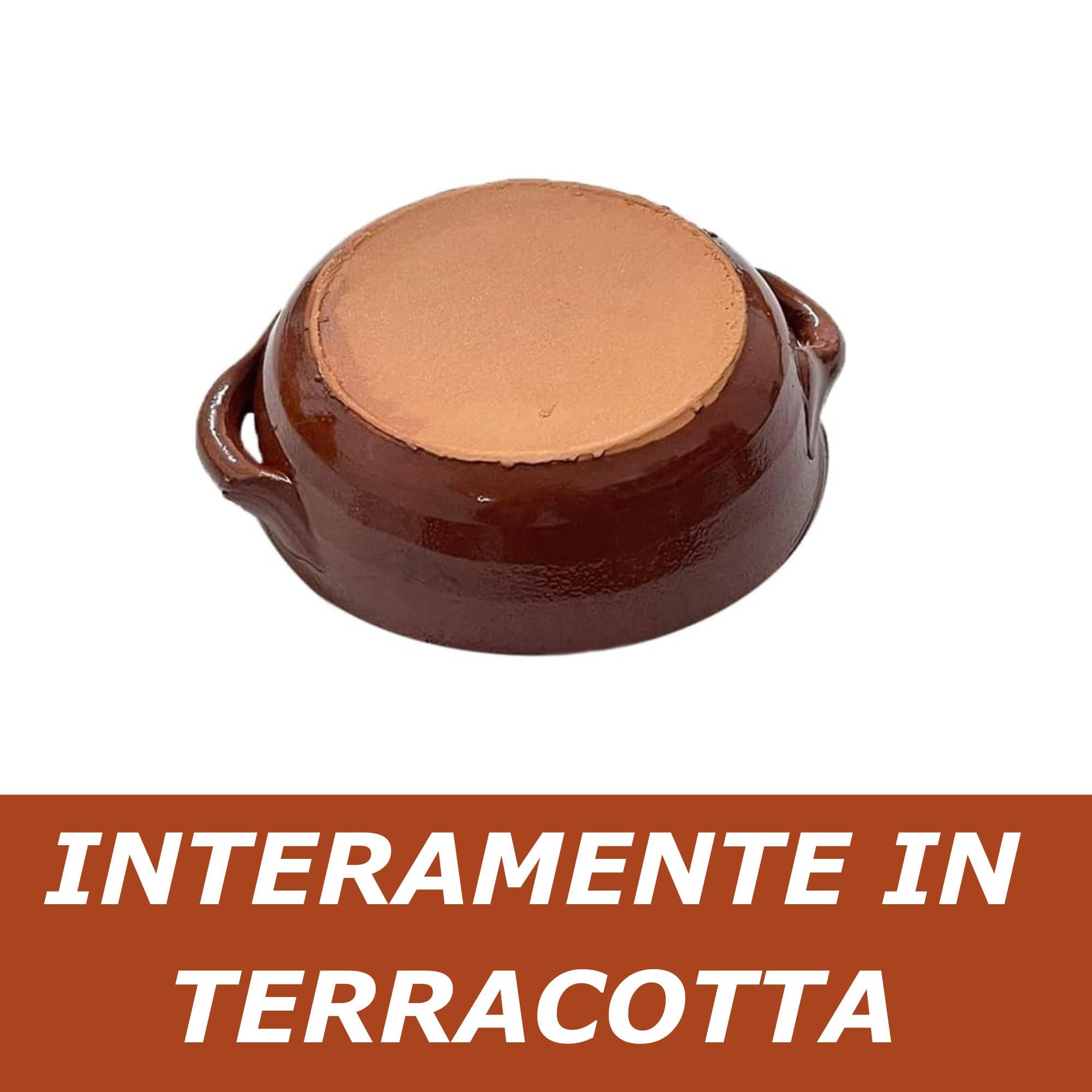 HERMES SHOP - Set 6 Terrine in Terracotta per Zuppe e Piatti Tradizionali - Diametro 15cm - Altezza 5cm - Made in Italy - Tegamini adatti al Forno per Gnocchi, Fusilli, Parmigiana e Zuppe.