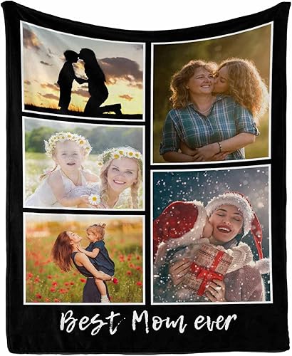 Miniatura 10 de D-Story Manta de collage de fotos personalizada con nombre y fecha, regalos para papá de parte de su hija, manta personalizada con foto