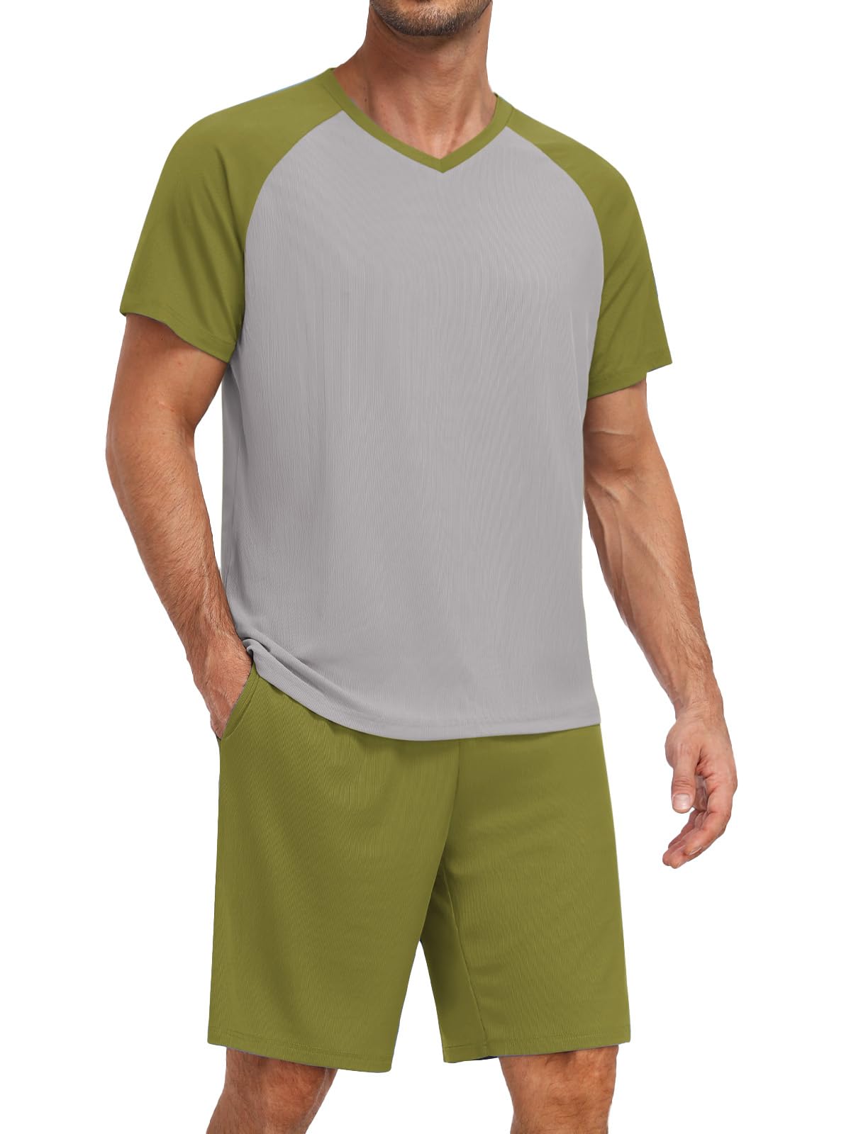 Feiersi Mens Pajama Set Summer Soft Short Sleeve Pjs Sets Lightweight Quick Dry Comfy Loungewear Sets With Pockets