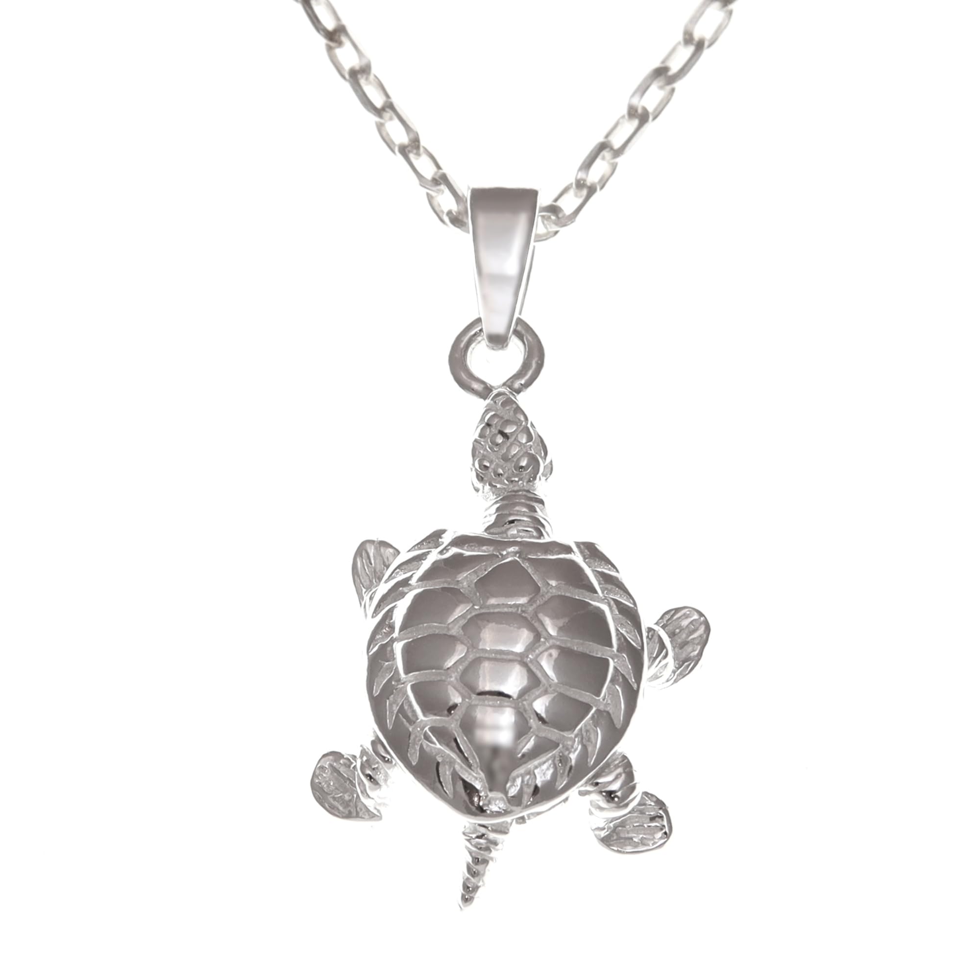 Collar con colgante de tortuga, plata de ley, cadena de 45,7 cm