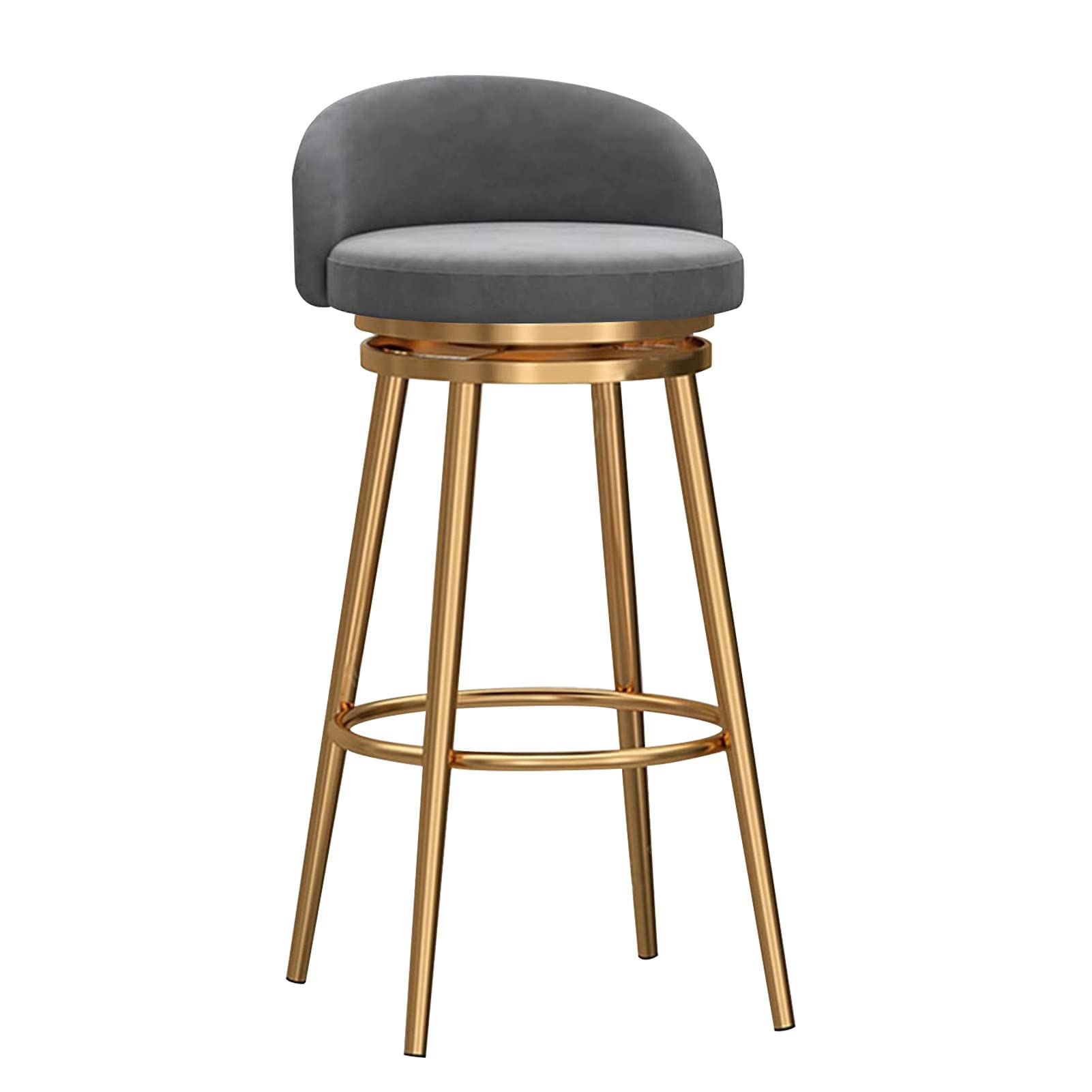 Tabouret de bar 65 cm en velours et métal doré pivotant à 360 degrés