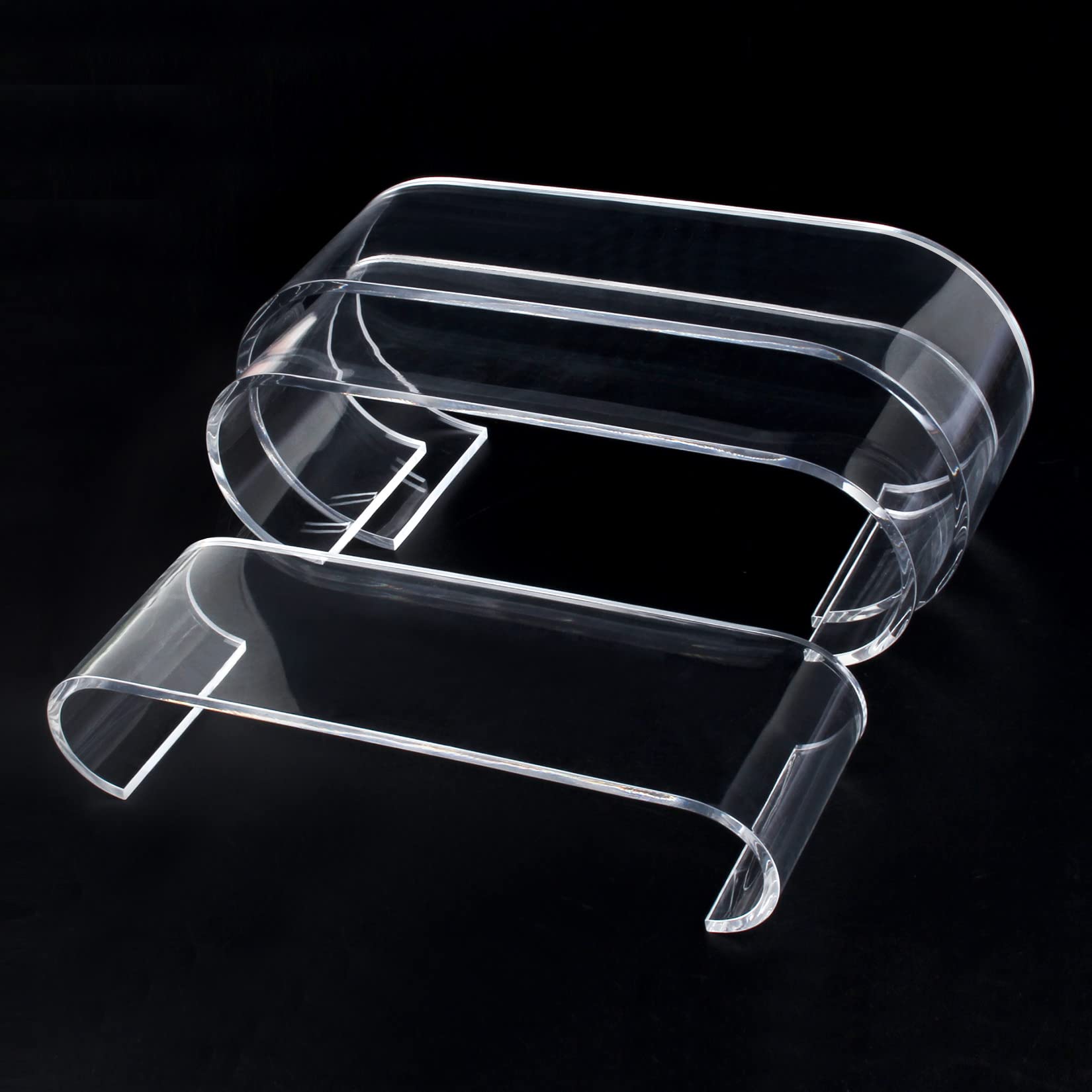 ELEGANTLIFE Riser Display Shelf Cupcake Stand for Amiibo Funko POP Figures,Perfume & Cologne Organizer, Curved Clear Acrylic Desserts Holder,Jewelry