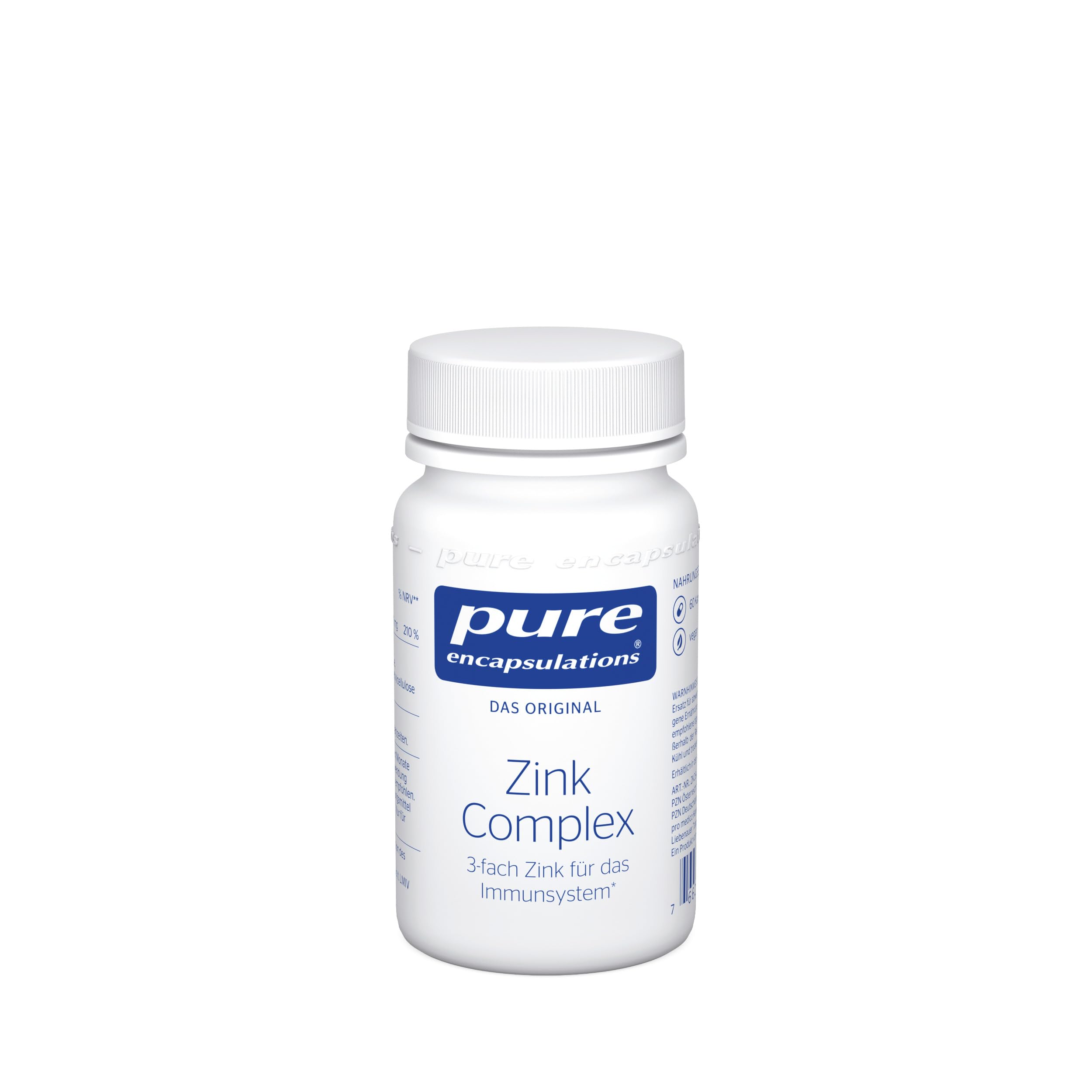 Pure Encapsulations Zink Complex – Das Multitalent für Immunsystem, Haut und Säure-Basen-Haushalt (60 vegane Kapseln)