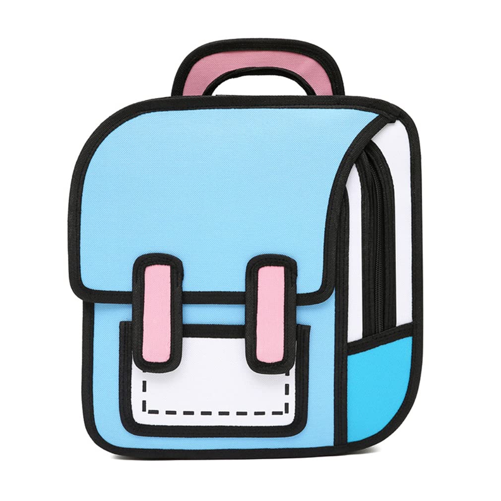 Girls Boys Jump Style 3D Backpack 16Inch 2D Drawing Anime Comic Cartoon Backpack Daypack Large (Yellow), Light Blue, L