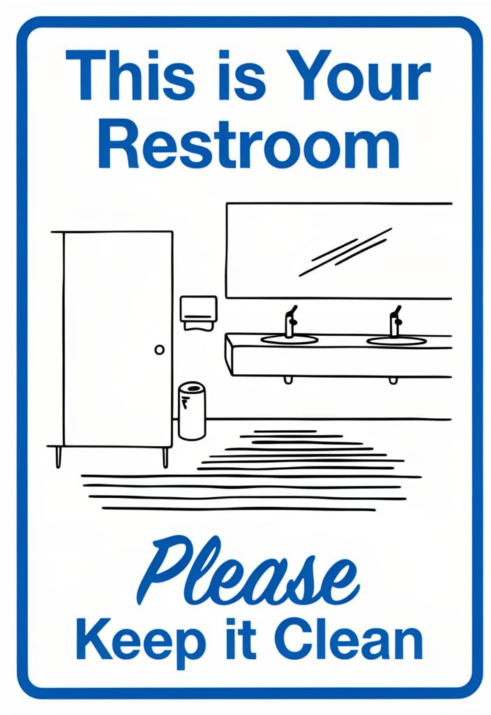 peiyeety Restroom Please Keep ItTin Sign 12x8 Inch, Blue and White Metal Bathroom Wall Decor, Funny Reminder Hygiene Sign for Home Office Restaurant Shop Public Restroom