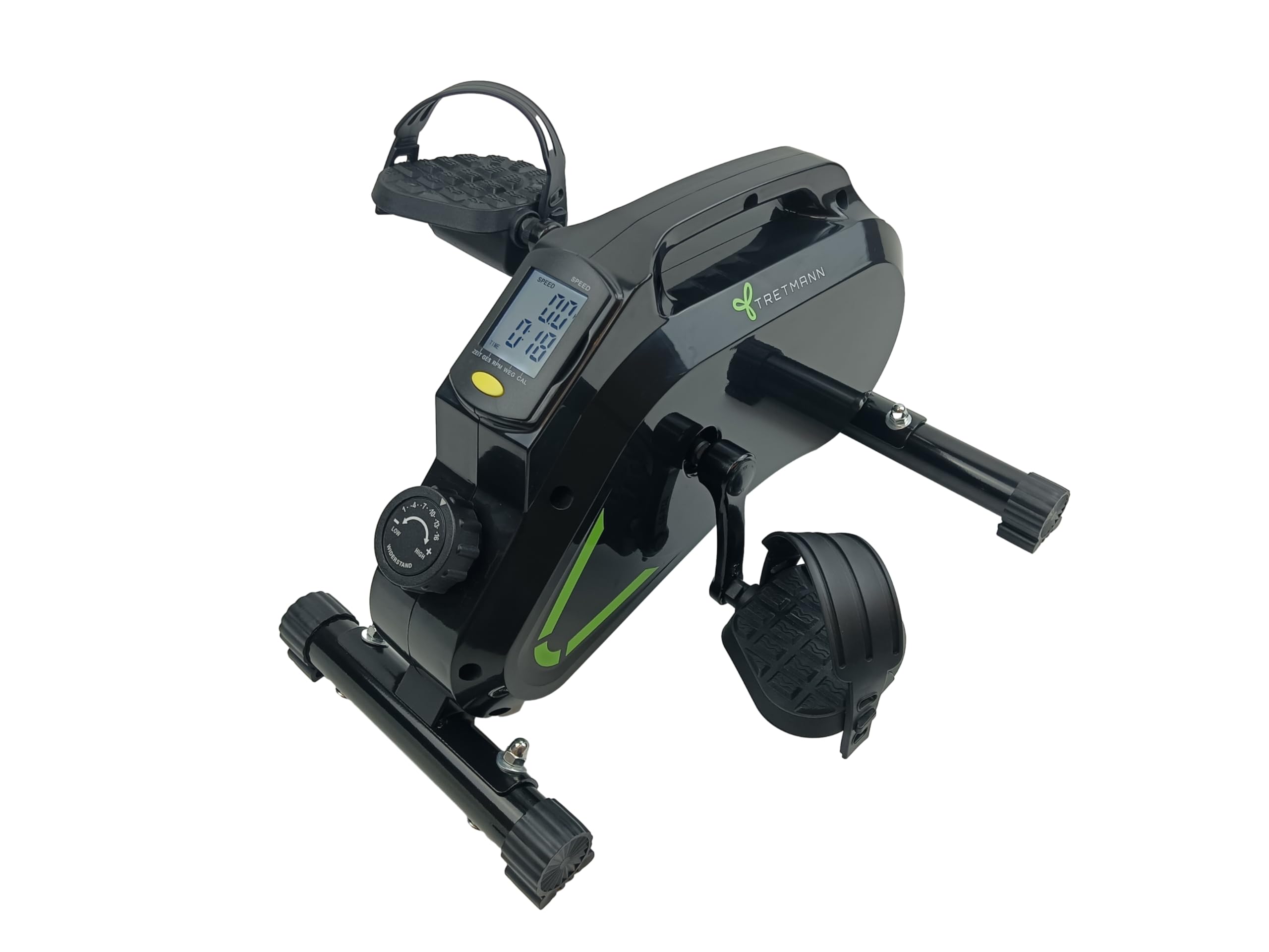 Tretmann Pedaltrainer Pro Set [Das Orginal] extra Leise & gelenkschonend + Anti-Rutsch-Matte & Befestigungsband -DEKRA Geprüft- Beintrainer für Senioren Heimtrainer senioren Mini Bike tischfahrrad