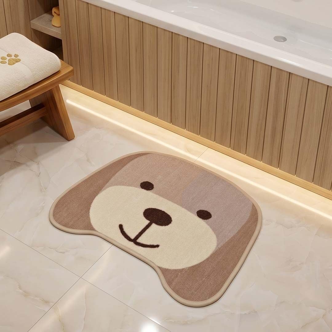 Athom Living Premium Animal Dog - Shaped Cutouts Kids Bathmat, Durable, Soft Texture, Anti-Skid, Easy to Clean, Stylish Home Decor Mat for Doorway & Kids Room | 52 * 46 cm, Cream-image-41