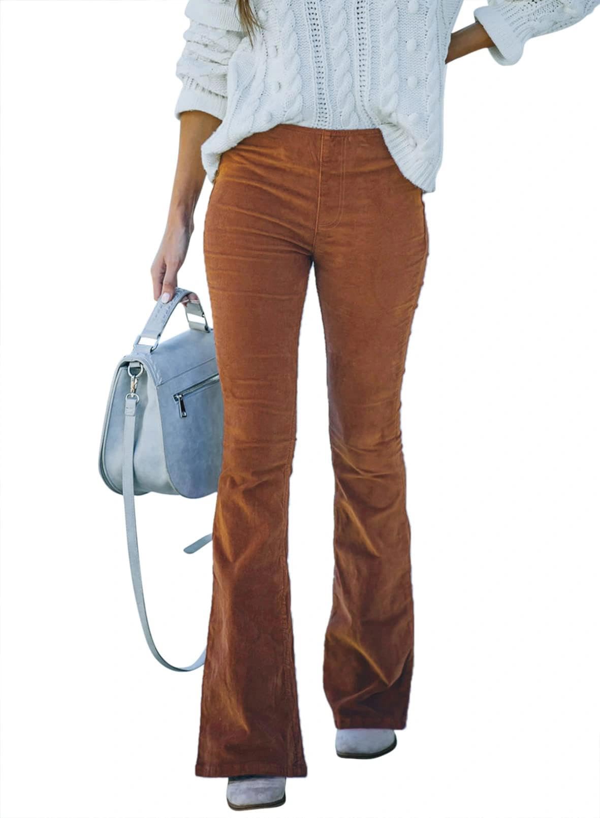Damen Cord Schlaghosen Hoch taillierte Stretch Schlaghosen
