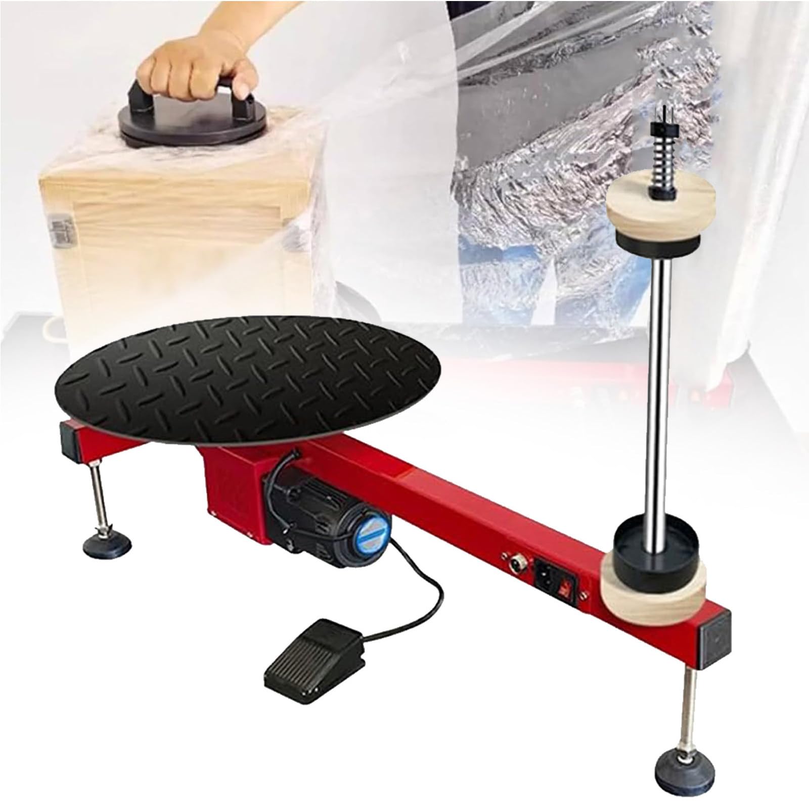 Distributore di Film Estensibile Elettrico,Avvolgitrice Completamente Automatica per Pallet,Soluzione Imballaggio Industriale,velocità 50 Giri/Min per Il Trasporto Sicuro della Scatola
