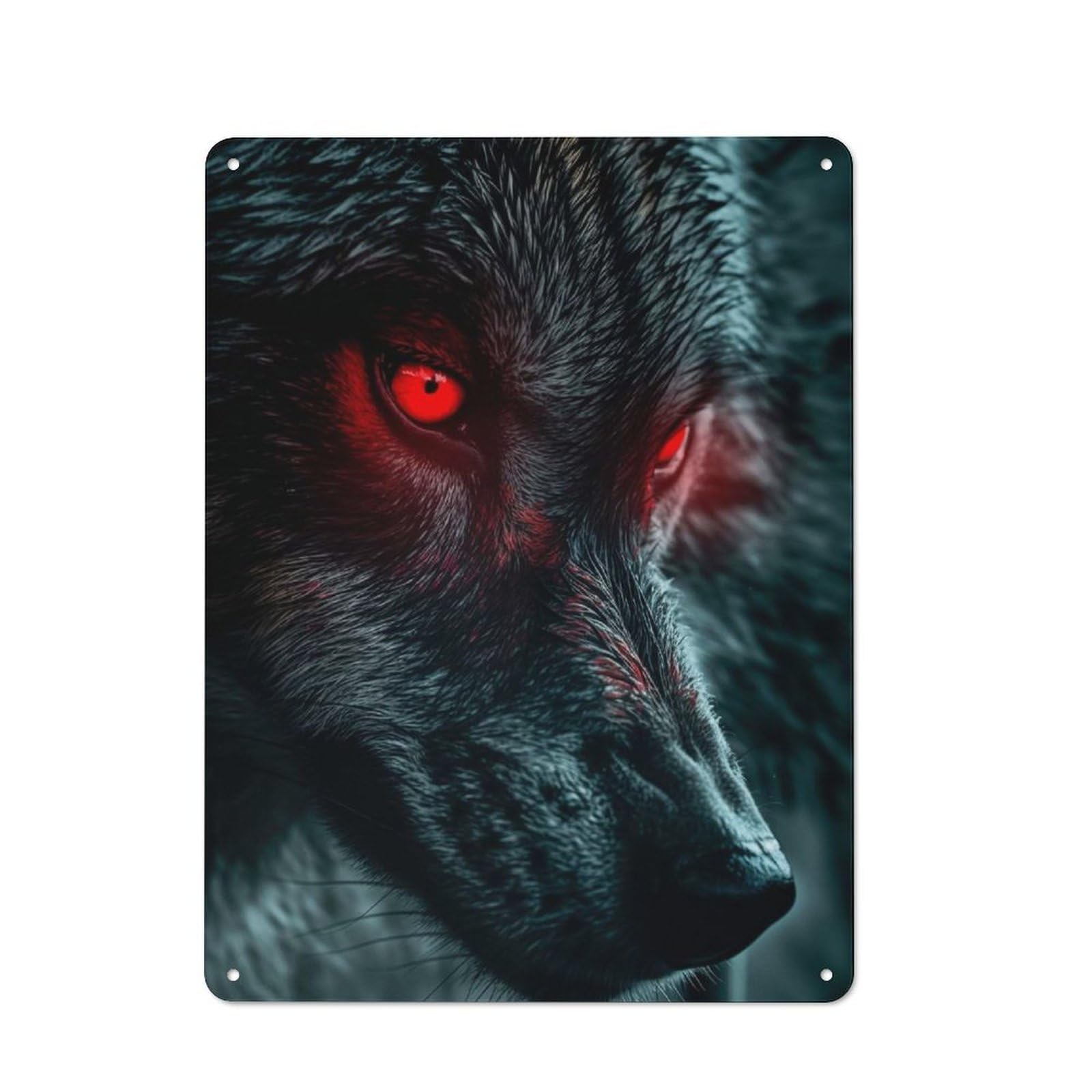 Junmoney Red Eyed Guardian Metal Plaque 40X30cm With For Hallway Wall, Rustic Decor, For Garage, Workshop And Man Cave Decoration