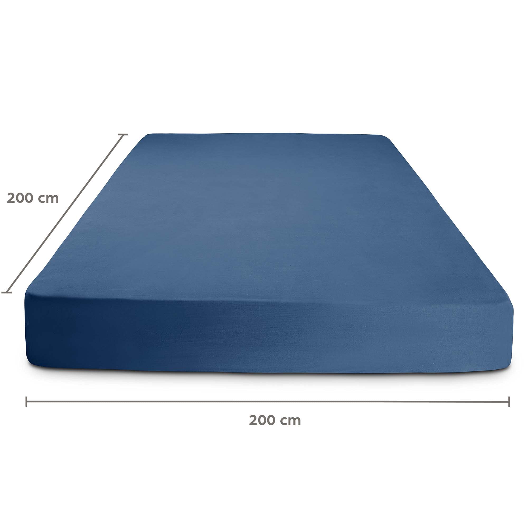 Flowen Lenzuola Matrimoniali con Angoli 200x200 cm Blu Navy in Cotone per Letto Super King Size con Materasso Fino a 30cm Tessuto Anti-Acaro e Ipoallergenico di Alta qualità Lavabile in Lavatrice