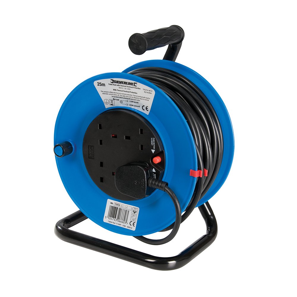 Silverline Multi Powermaster 465510 Cable Reel 230V Freestanding 4-Gang 25M