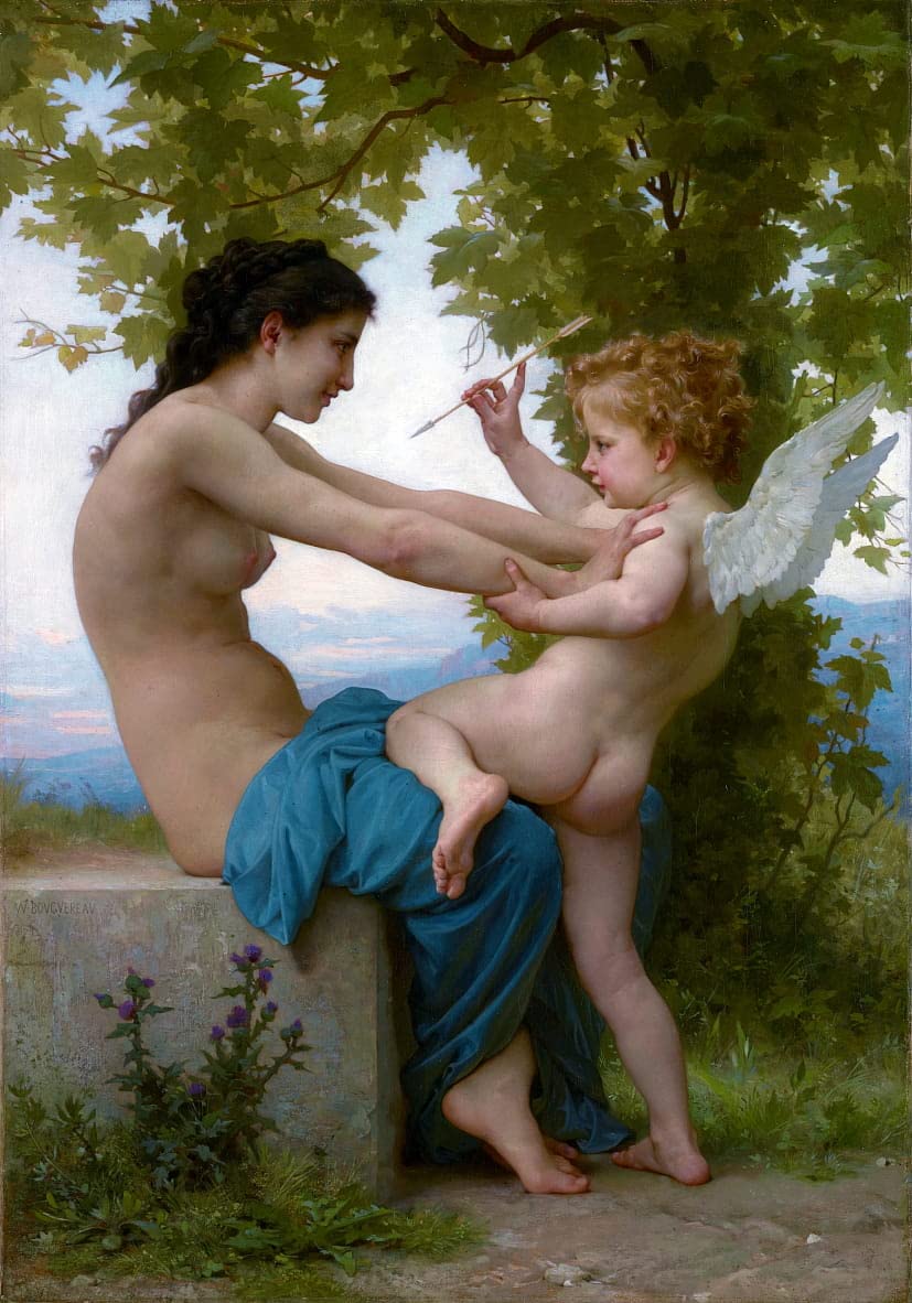 NAAYRASA Famous Mural Art Print Artwork Wall Art Fraternal Love By William Adolphe Bouguereau for Home Decor 60x90cm