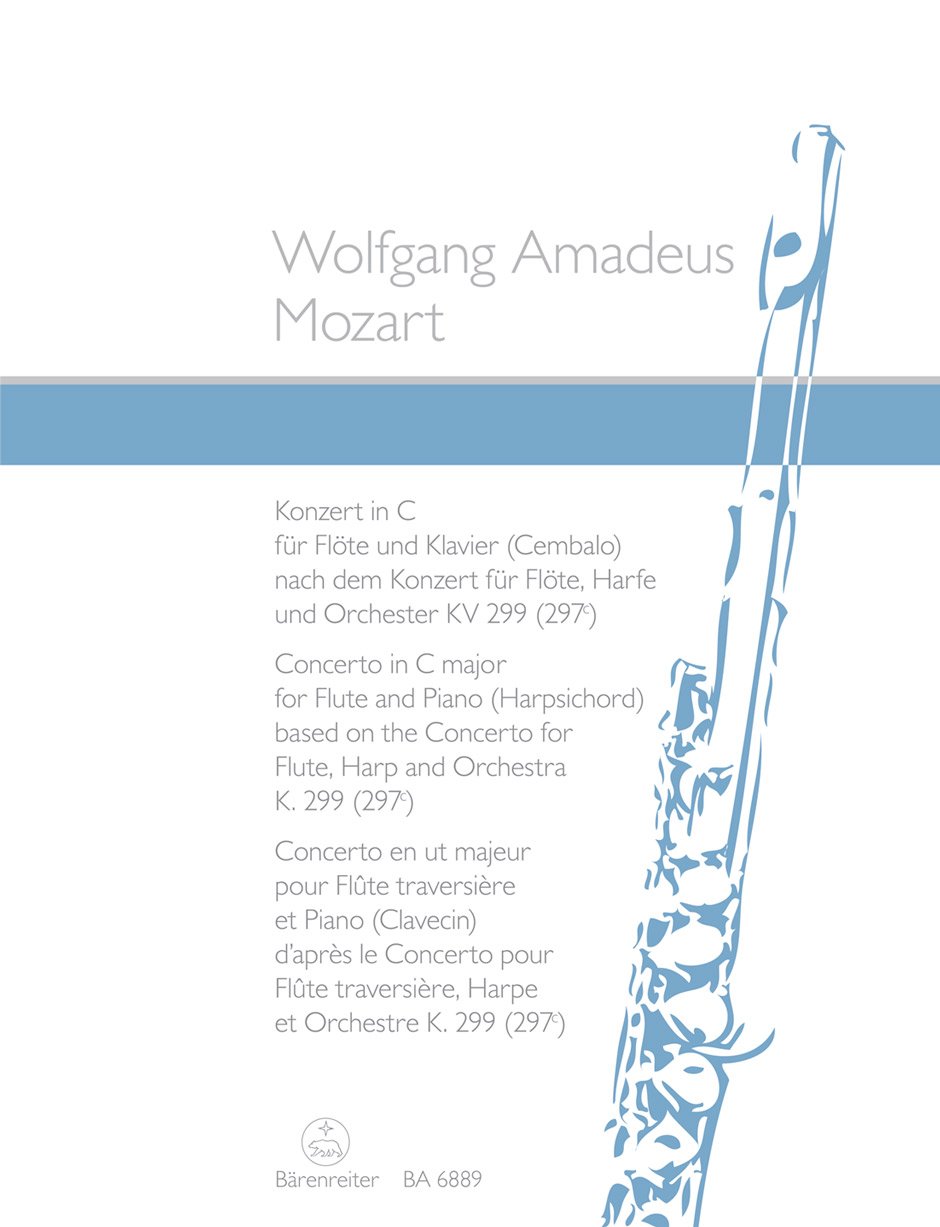Konzert für Flöte und Klavier (Cembalo) C-Dur (nach dem Konzert für Flöte, Harfe und Orchester KV 299 (297c)).Spielpartitur, Stimme