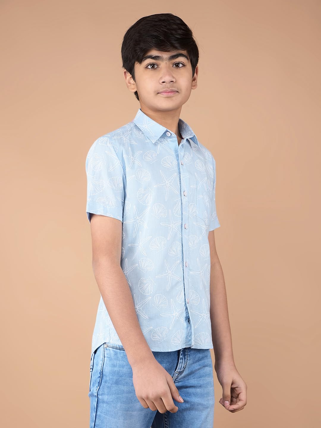 Crimsoune Club Boy's Blue Printed Shirt (13-14Y) 1