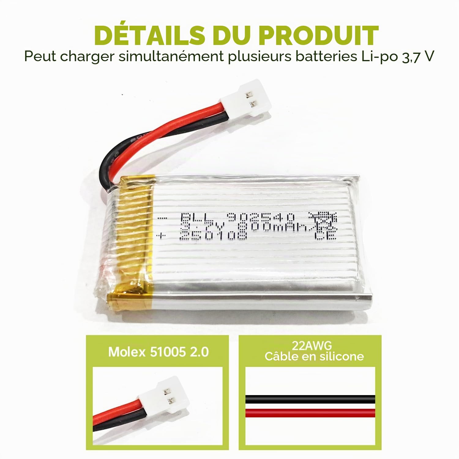 5PCS 3.7V 800mah Batterie au Li & Chargeur 5en1 pour MJX X708 X708W X709 UDI U45 U45W U42 U42W E32HW Syma X5C X5A X5SC X5SW H5C V931 S5C S5W SS40 FQ36 T32 T5W H42 télécommande drone
