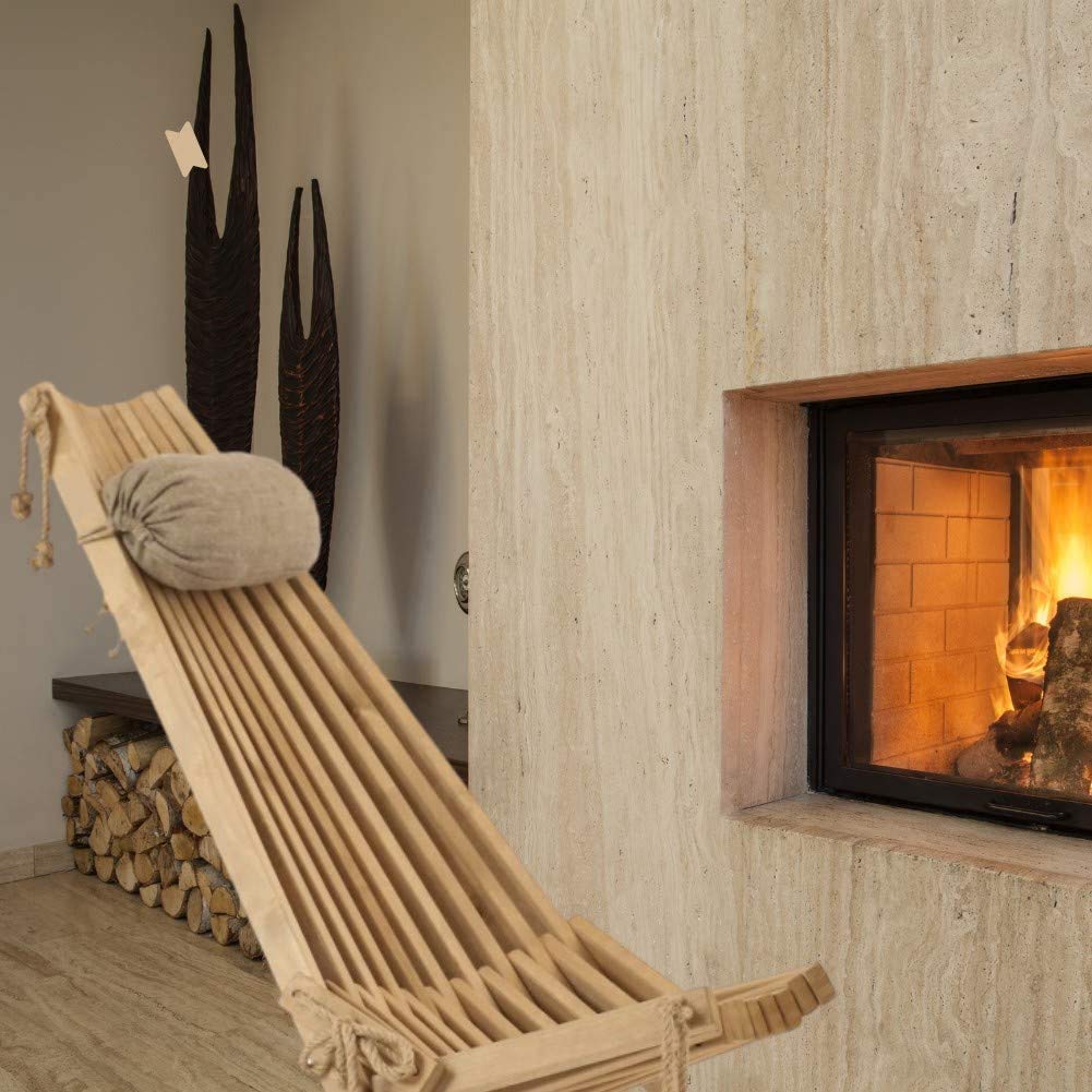 100% natürlicher Tamarack Klappbarer Holzstuhl für Terrasse und Garten, Normale Größe – modernes Seil-Design – Keine Schrauben – 2 Stück