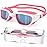 Zeligerstar Kids Swim Goggles,Swimming Goggles for Kids 6-14, Anti-Fog UV Protection Pool Glasses for Boys Girls (Coral/White+Clear Smoke)