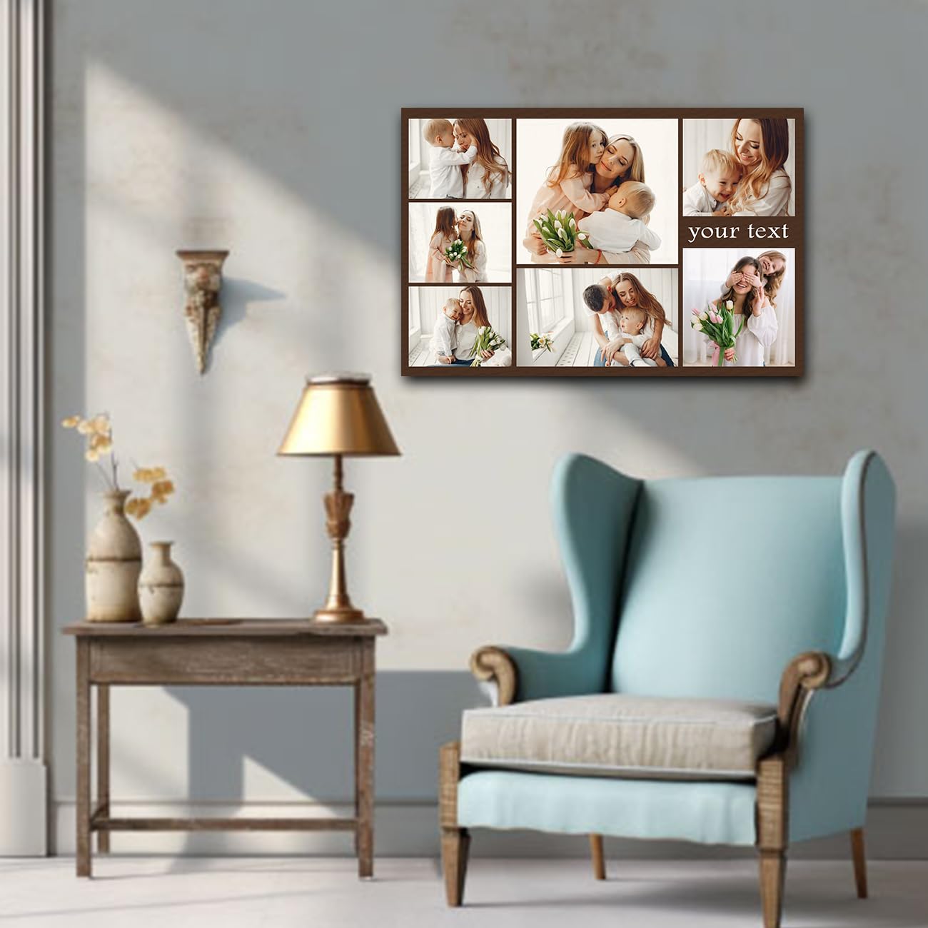 CXHOSTENT Collage Leinwanddrucke mit Ihren Fotos personalisierte Mehrfachbilder für die Wand individuelle Collage Fotoleinwand für die Heimdekoration (B7, 40.00 x 60.00 cms)