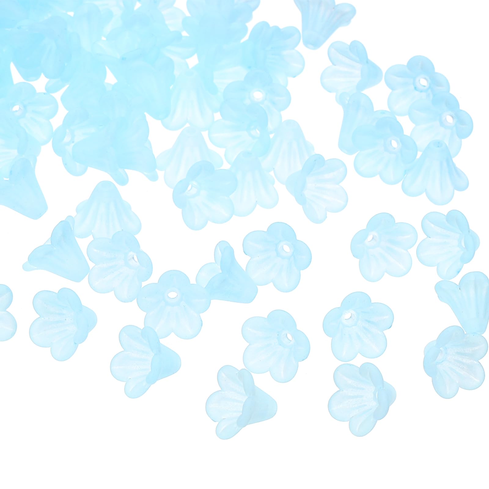 PATIKIL Frosted Flower Beads, 100 Pcs Acrylic Trumpet Flower Beads for Bracelets Earrings, Necklaces