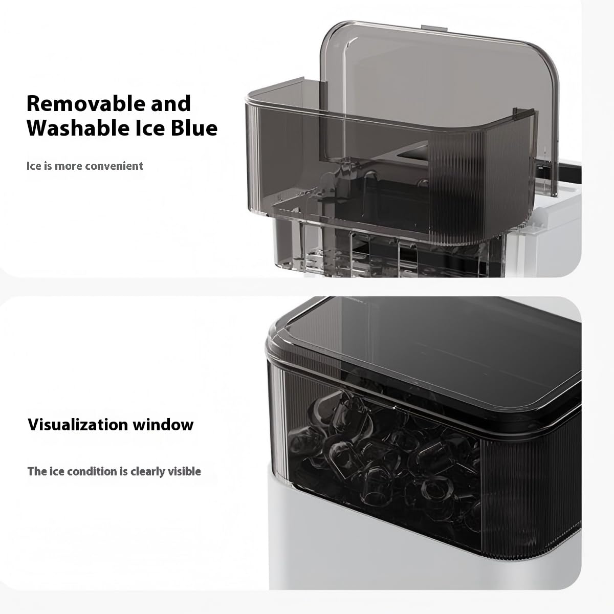 Compact Ice Maker Machine, 26 Lbs/24h Production, 1.2 Lbs Storage, White (White) on Fridge.com - View 6