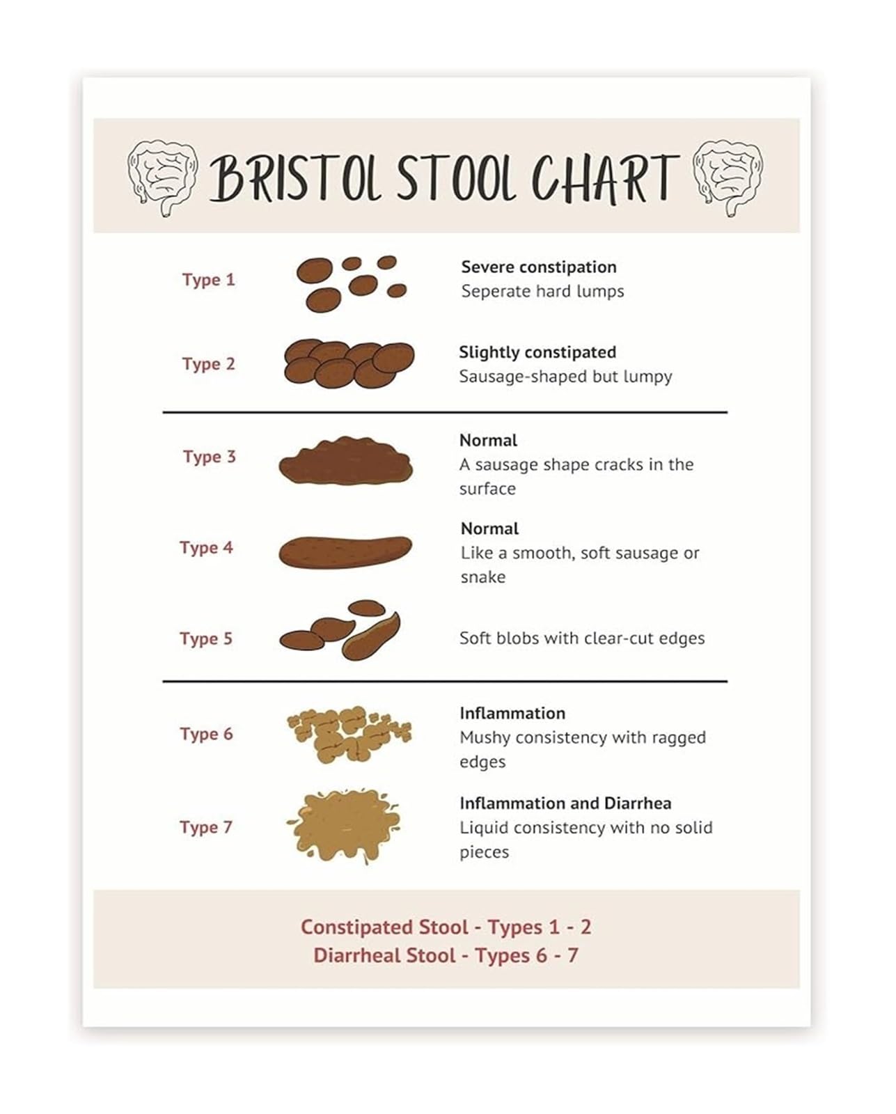 MQXFCZUX Bowel Movement Guide Metal Sign Featuring Bristol Stool Chart Reference for Doctor Office Nurse Clinic Decor 8 X 12 in