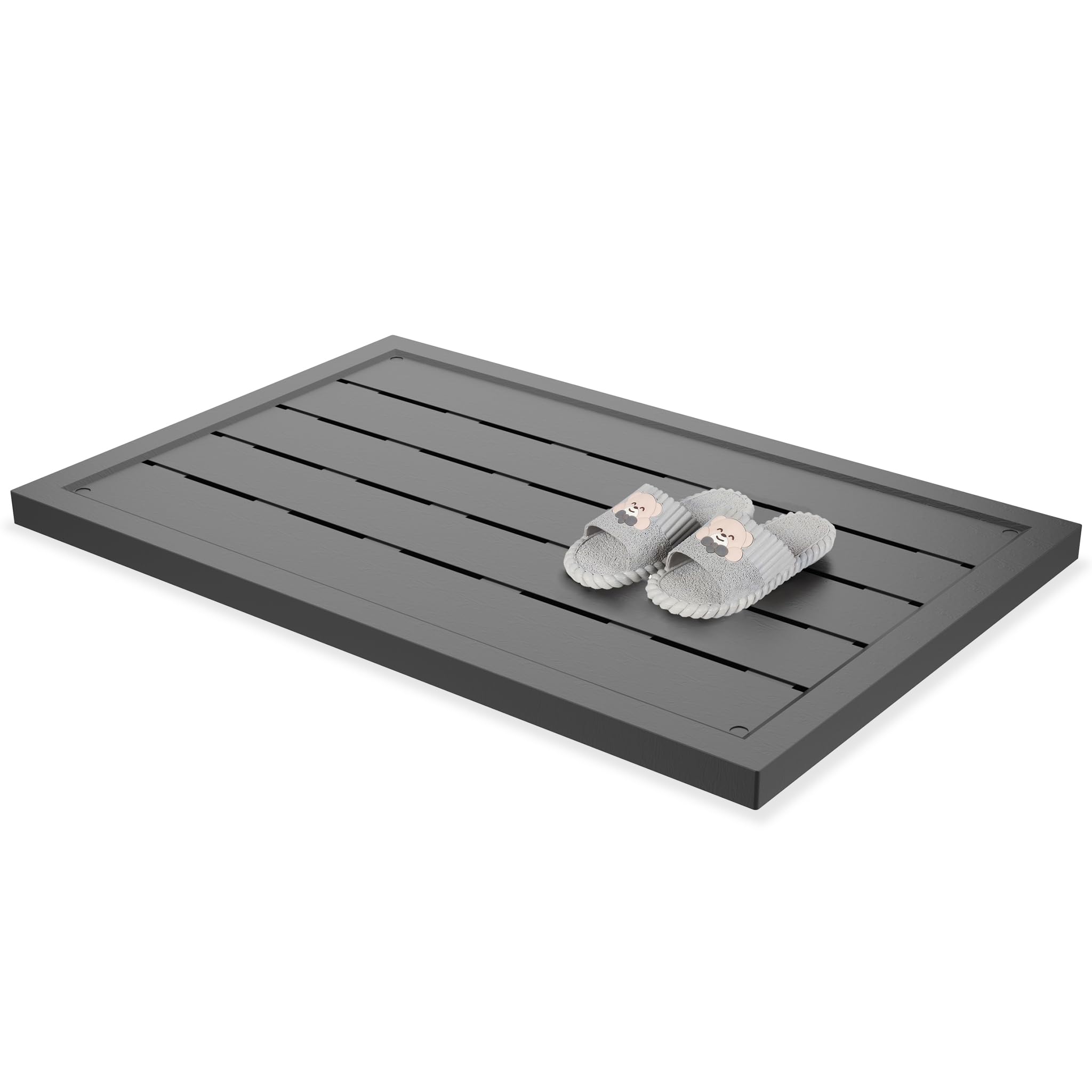 LZQ Élément de sol en plastique pour douche solaire, douche de jardin, plaque de sol, douche solaire, anthracite, de qualité supérieure, antidérapant, pour camping, piscine, douche extérieure, 100 ×