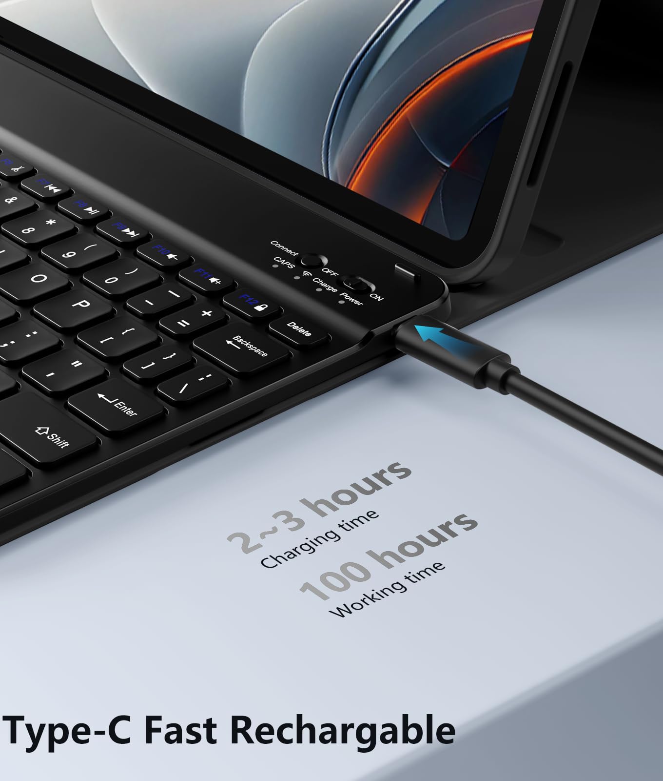 Wenlaty Funda de teclado para iPad Air de 11 pulgadas con teclado (M3/M2, 2025/2024) y Air de 5ª/4ª generación de 10.9 pulgadas, funda inalámbrica desmontable, delgada y ligera con soporte para