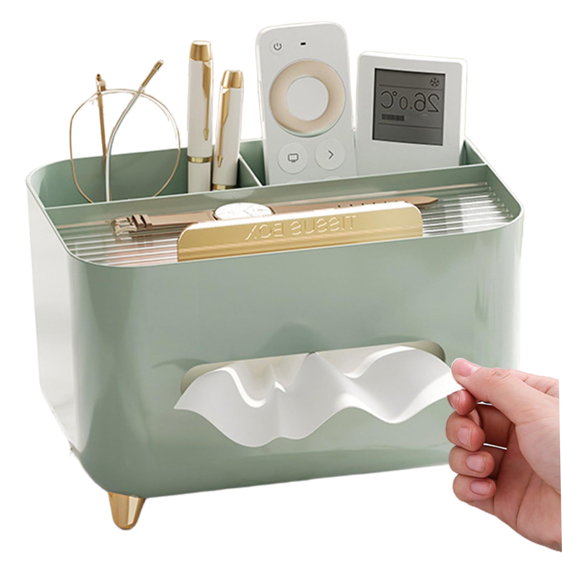 Couvercle de boîte soie multifonction avec compartiments de rangement bureau