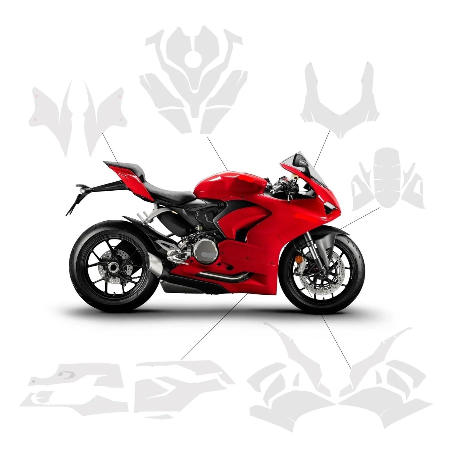 Pellicola Protettiva In TPU Per Du&cati Panigale V2, Adesivi Trasparenti Per Carrozzeria E Verniciatura Completa(Style A)
