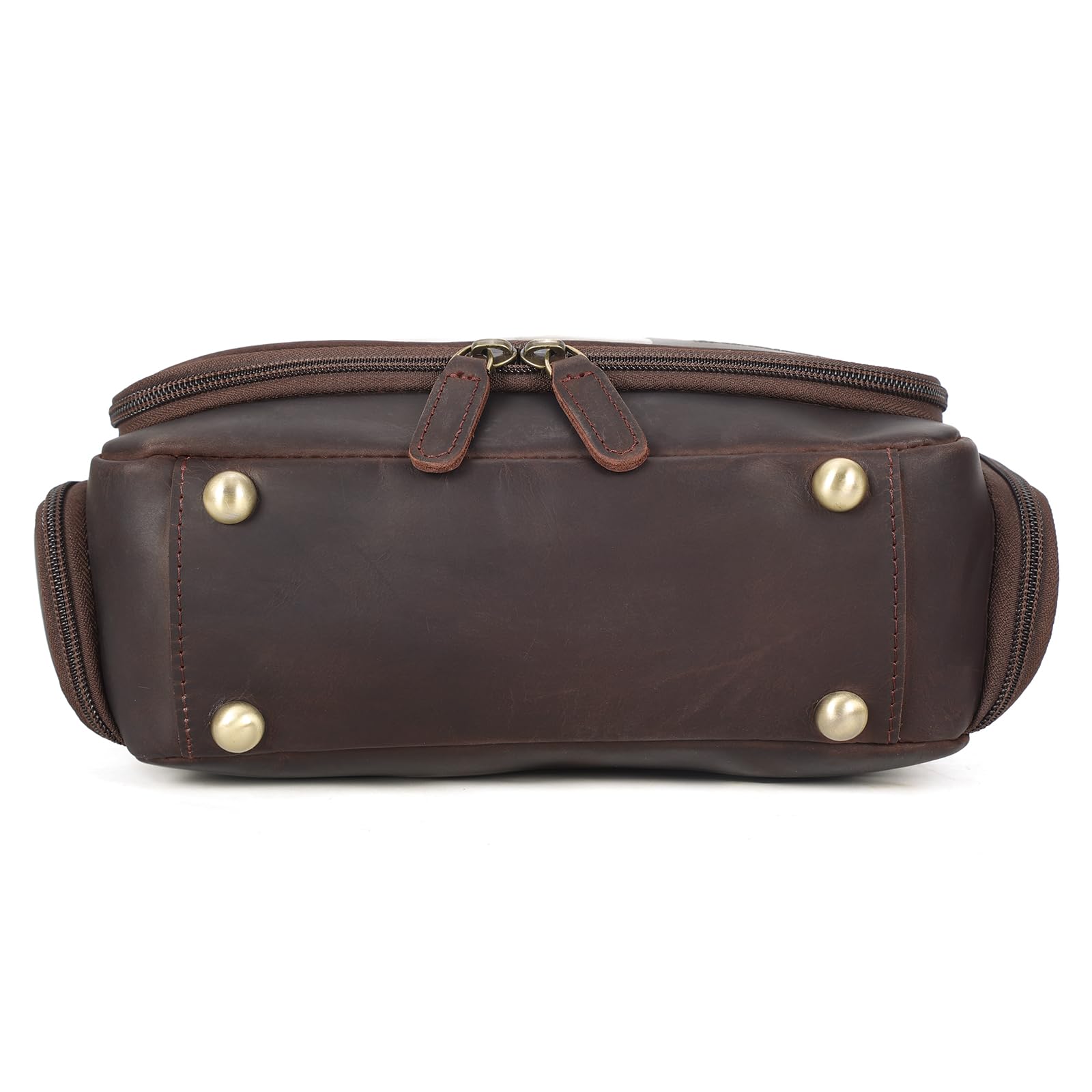 Polare - Neceser de Piel de Grano Completo, Organizador de Viaje para Colgar, Kit de Afeitado, Bolsa de Lavado, Kit de Maquillaje y cosméticos con Cremalleras YKK, Marrón Oscuro, Polare - Neceser de