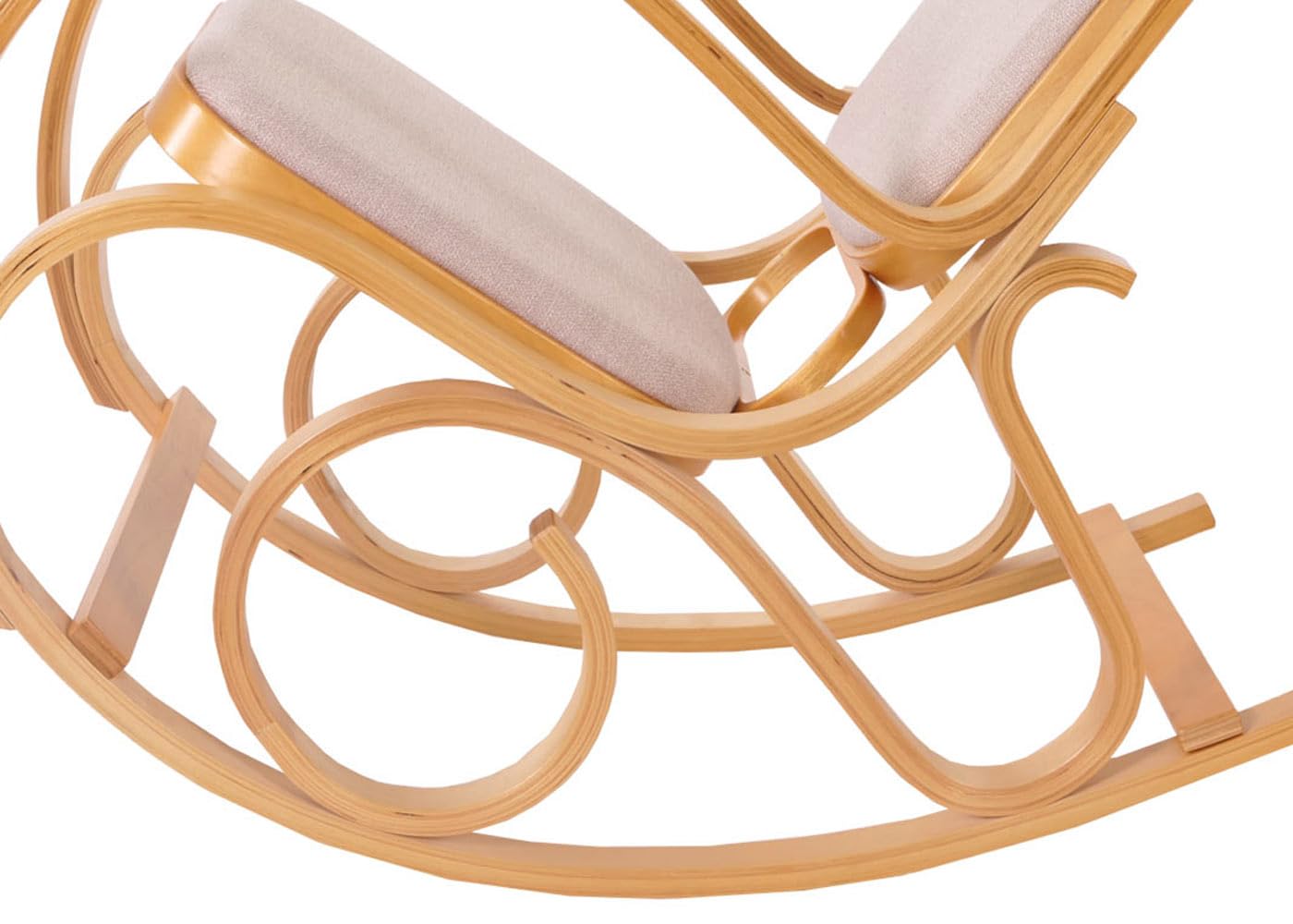 Homy - Mecedora Silla de madera M41 en color roble, tela color beige
