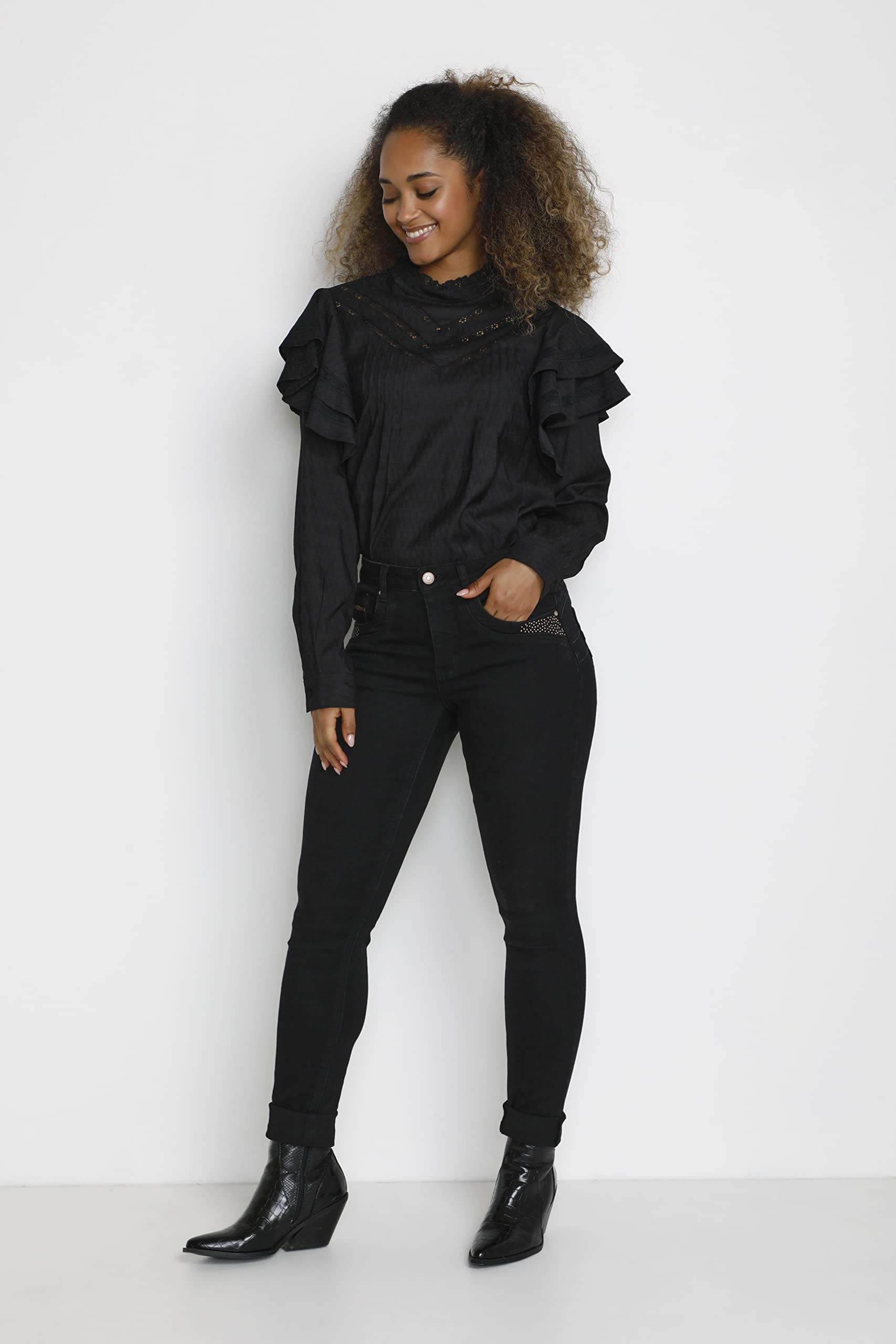 Cream Pantalones Vaqueros Ajustados para Mujer con Push Up Jeans