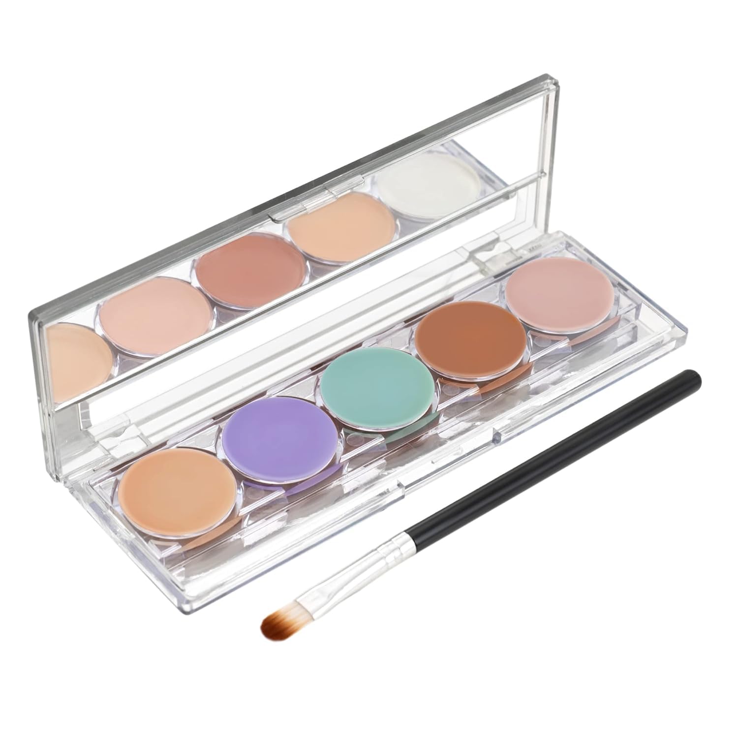 HUDA GIRL Natural 5-Shades 3in1 Contour, Highlighter and Concealer Palette with Brush, 24Hrs Waterproof Formula with Orange for Dark Circles, Oil Control for Face Makeup Kit for Women
