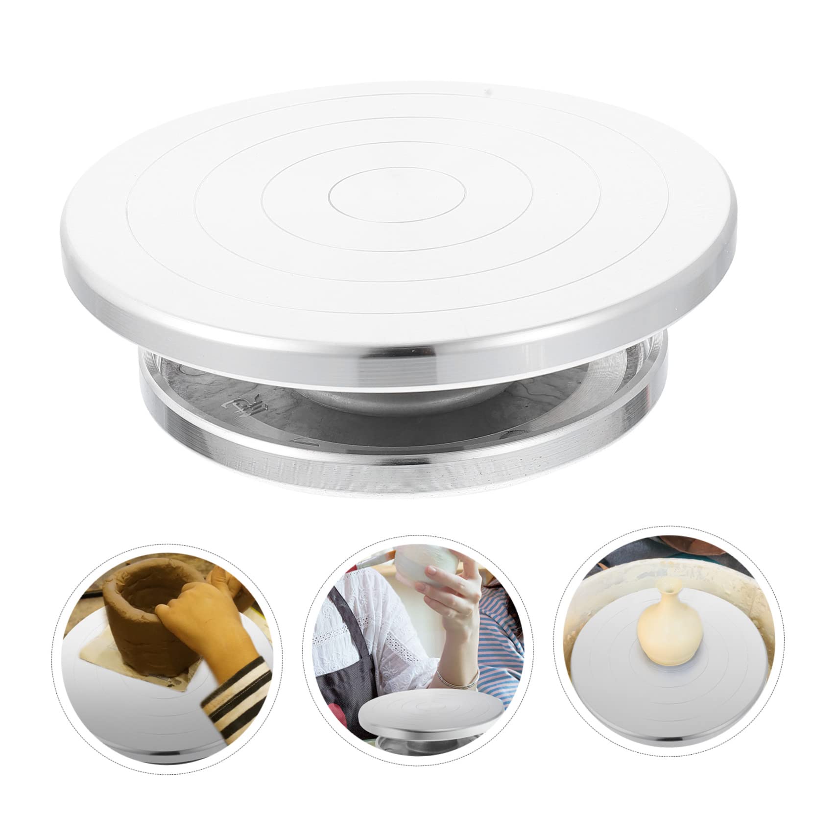 Housoutil Plato Giratorio Superficie Plana y Rotación Suave de Aleación de Aluminio para Cerámica Rueda para Esculpir Arcilla Adecuado para Manualidades de Arcilla