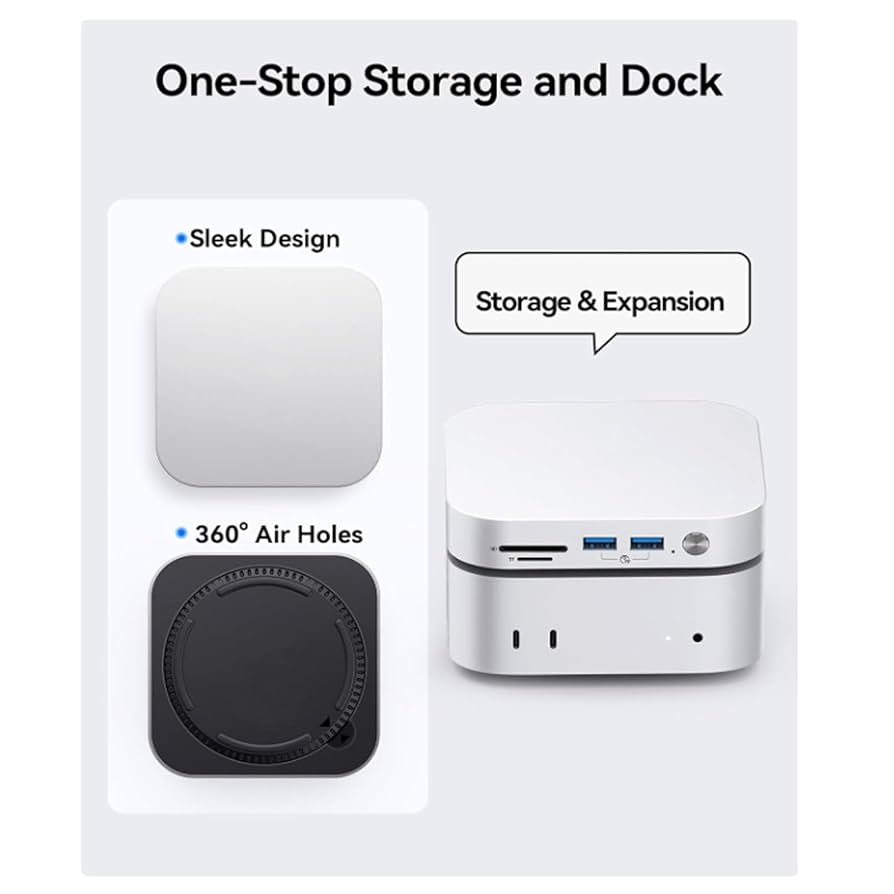 RayCue Mac Mini M4 Dock, Aluminum Stand Hub With SSD