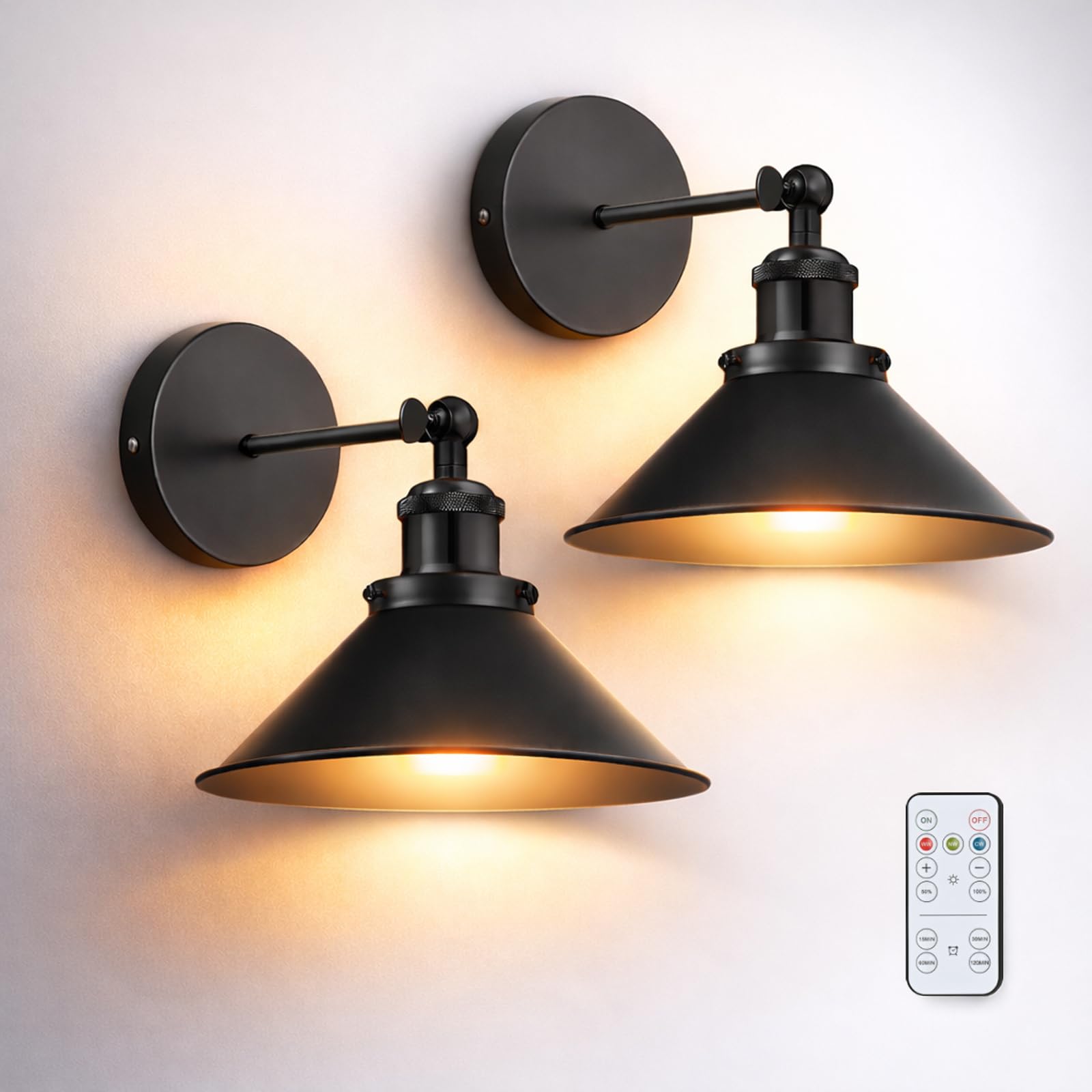 View 1 of **ONLY ONE**Libonfu Battery Operated Wall Sconce Set of 2,Vintage Sconces Wall Decor Set of 2 with Remote,Dimmable Wall Lights for Living Room,Wall Lamp Fixture Indoor Bedroom Farmhouse Gallery Kitchen,Black